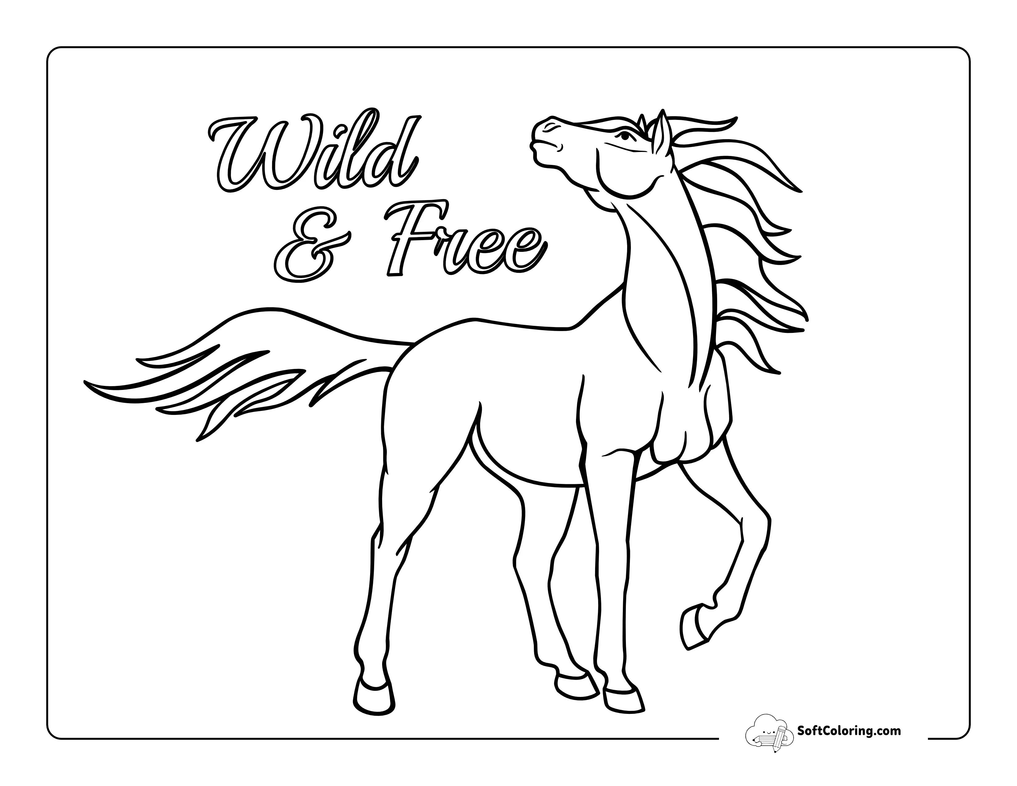 Stallion With Flowing Mane To Color