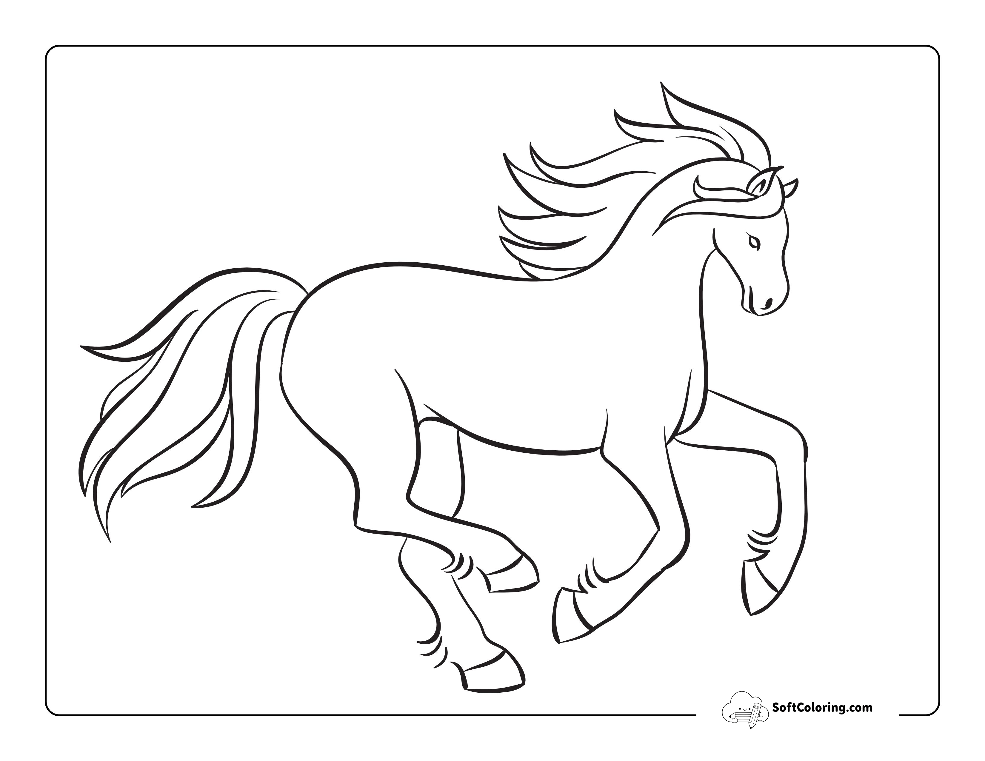 Horse With Flowing Mane Printable To Color