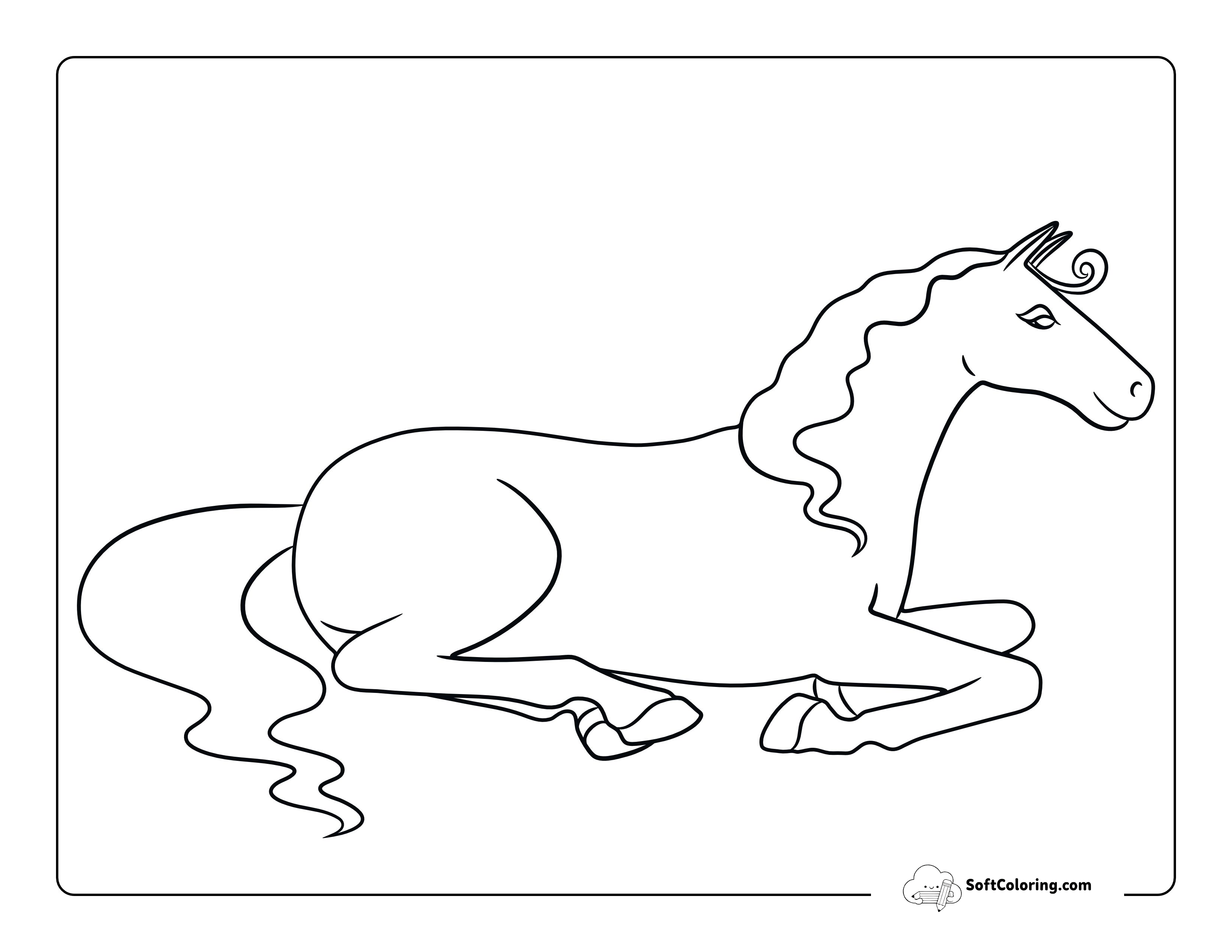 Simple Sitting Pony Printable Coloring Page