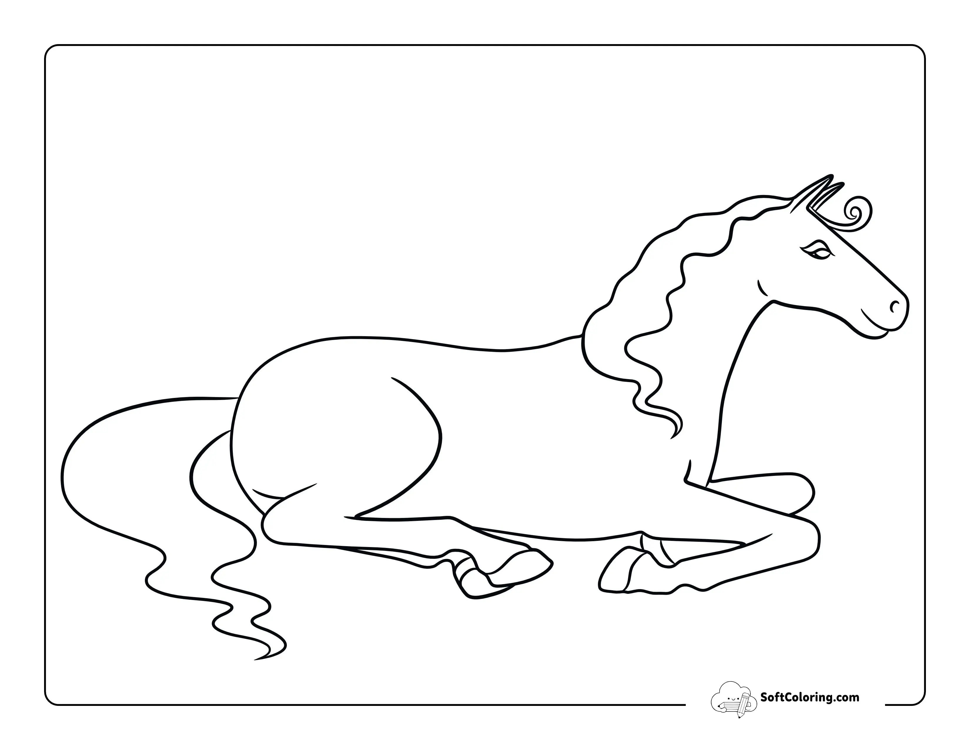 Simple Sitting Pony Printable Coloring Page
