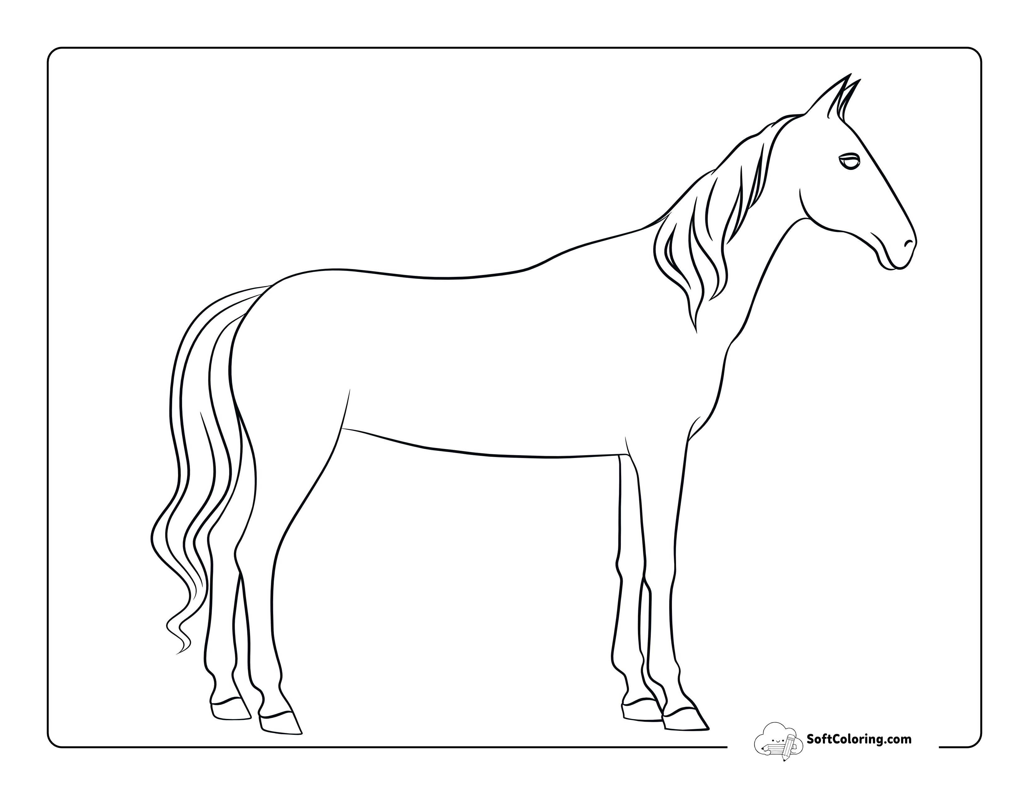 Simple Outline Of Horse Side-View