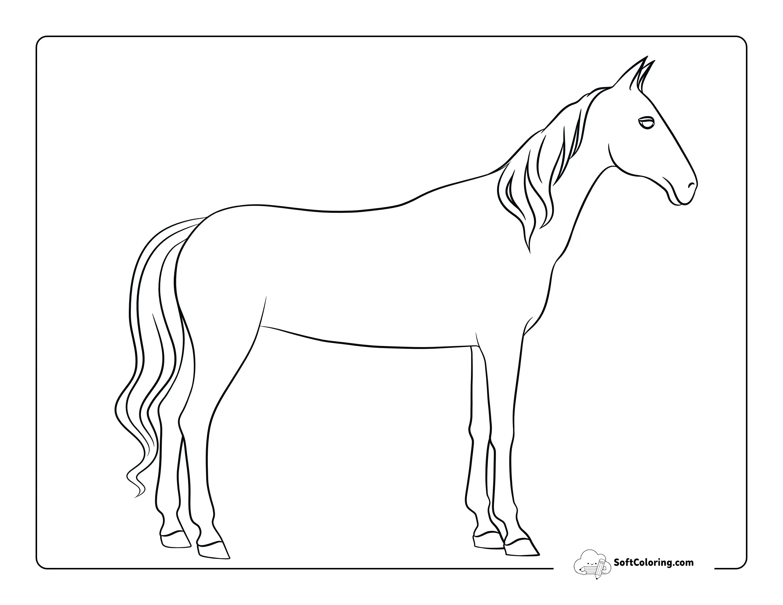Simple Outline Of Horse Side-View