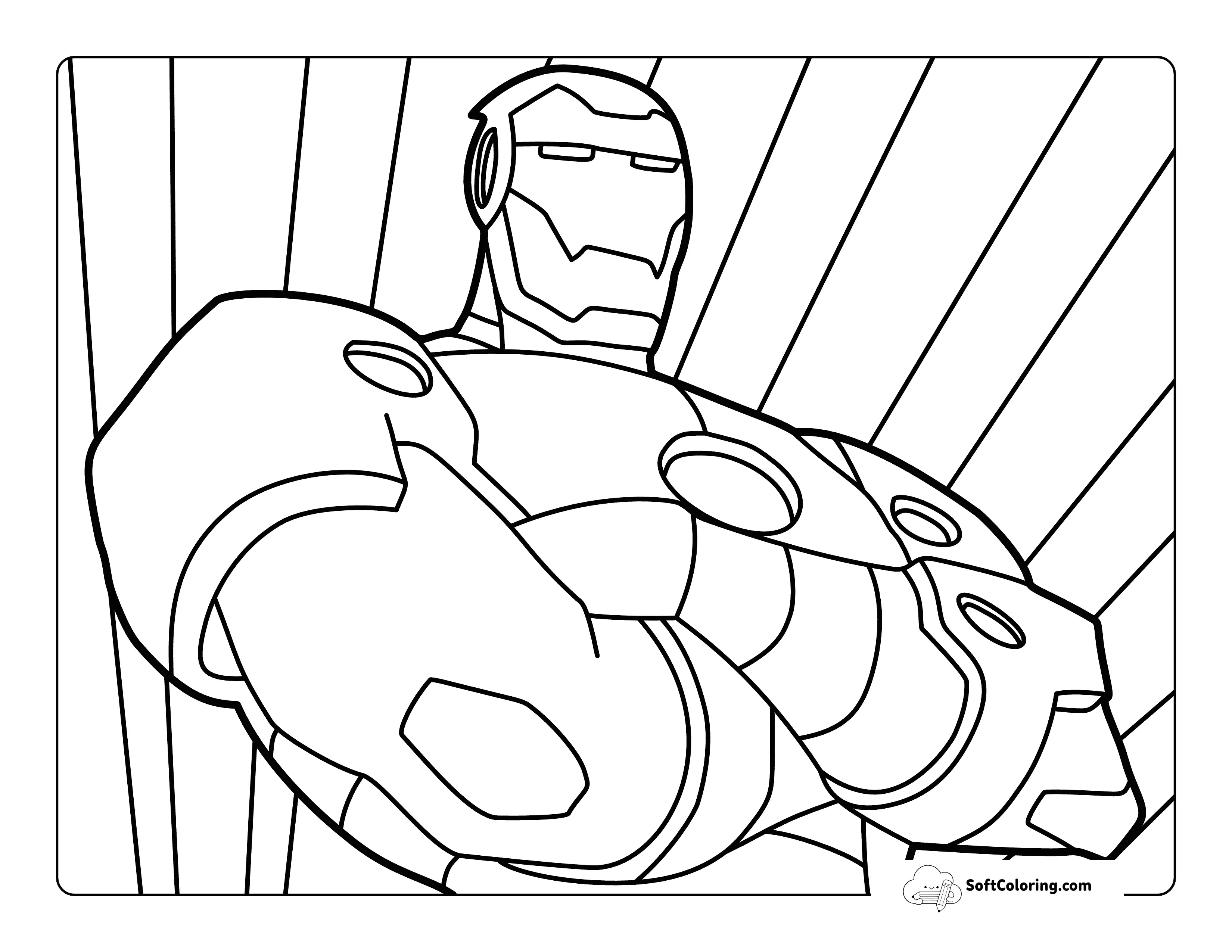 Easy Iron Man-Inspired Outline Coloring Page For Kids