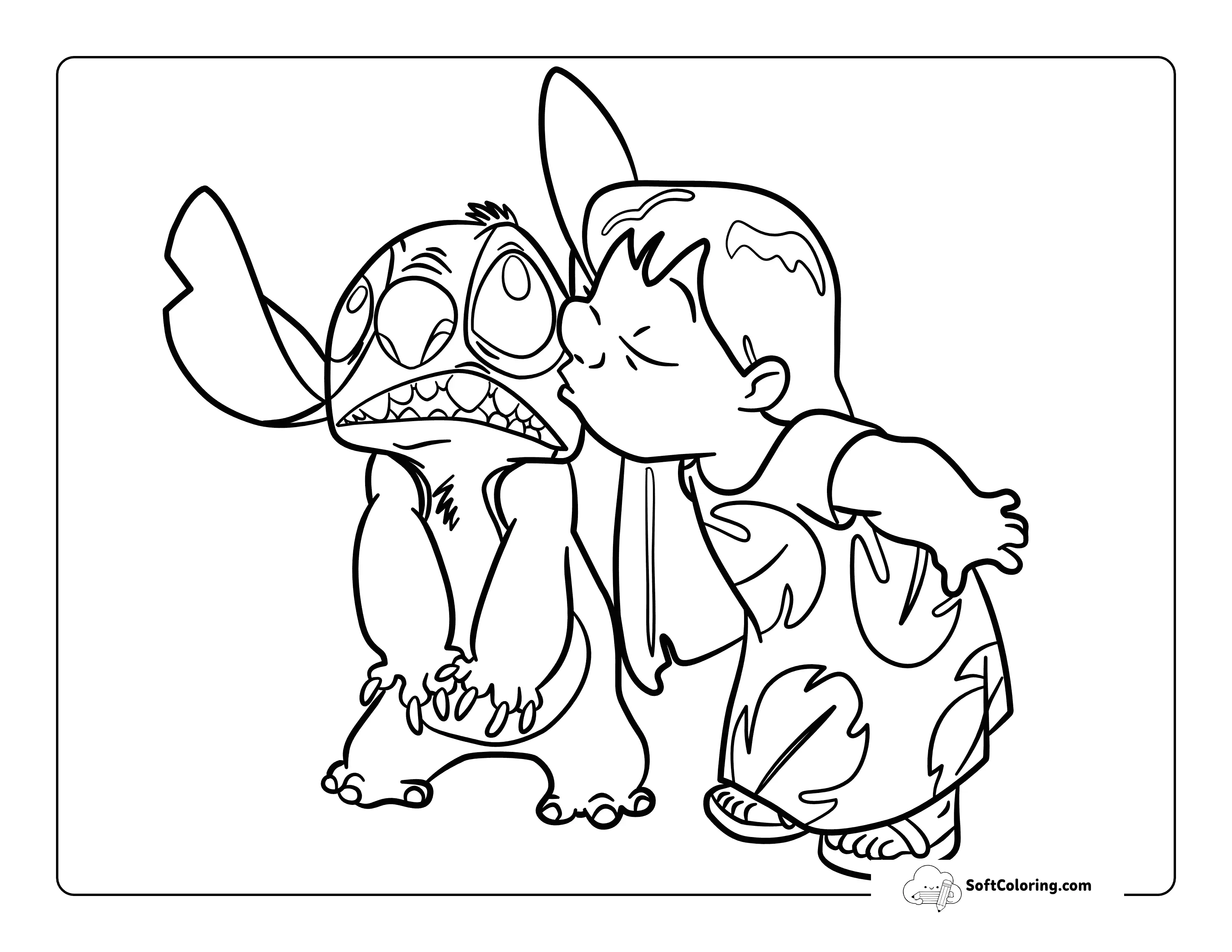Cute Cheek-Kiss Lilo And Stitch