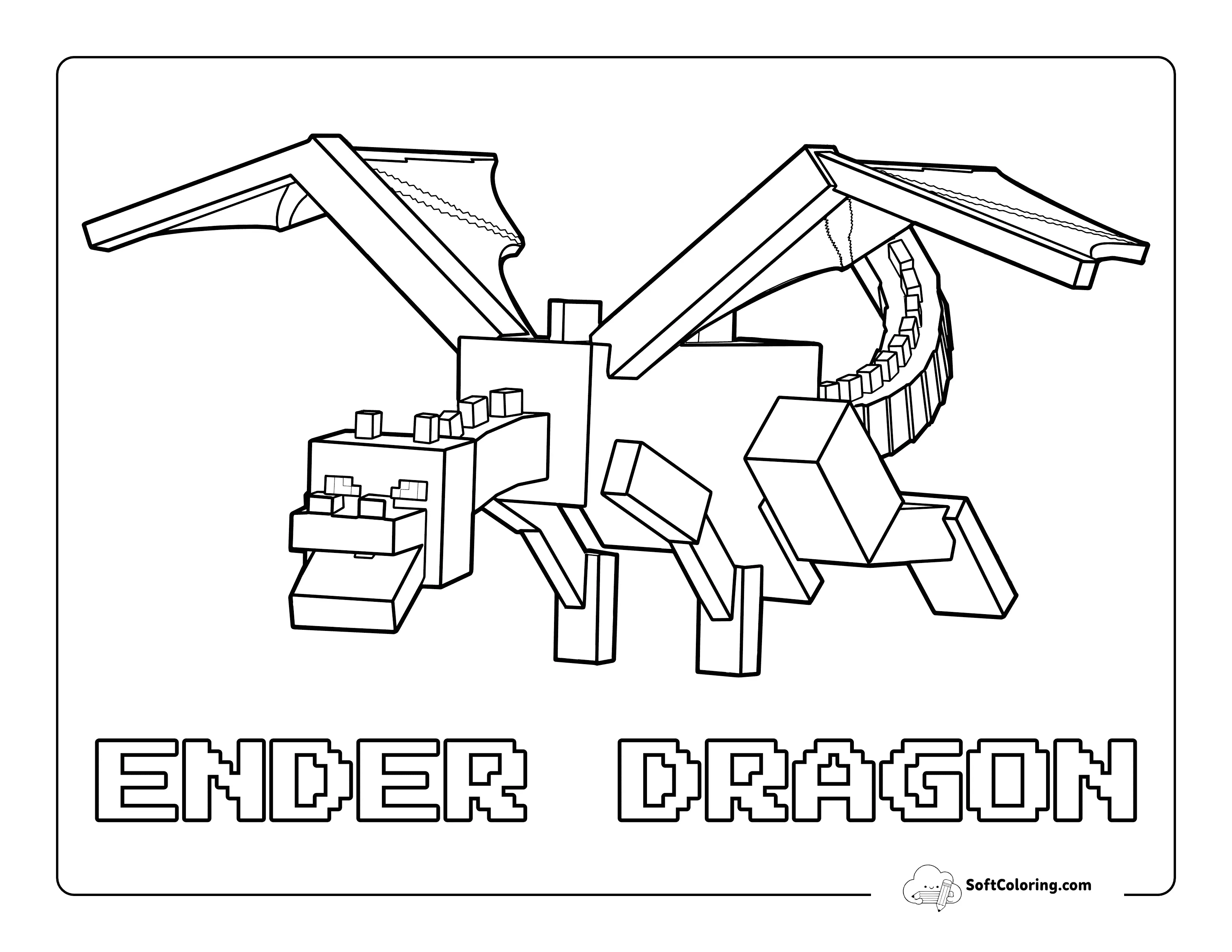 Minecraft Ender Dragon-Inspired Coloring Sheet