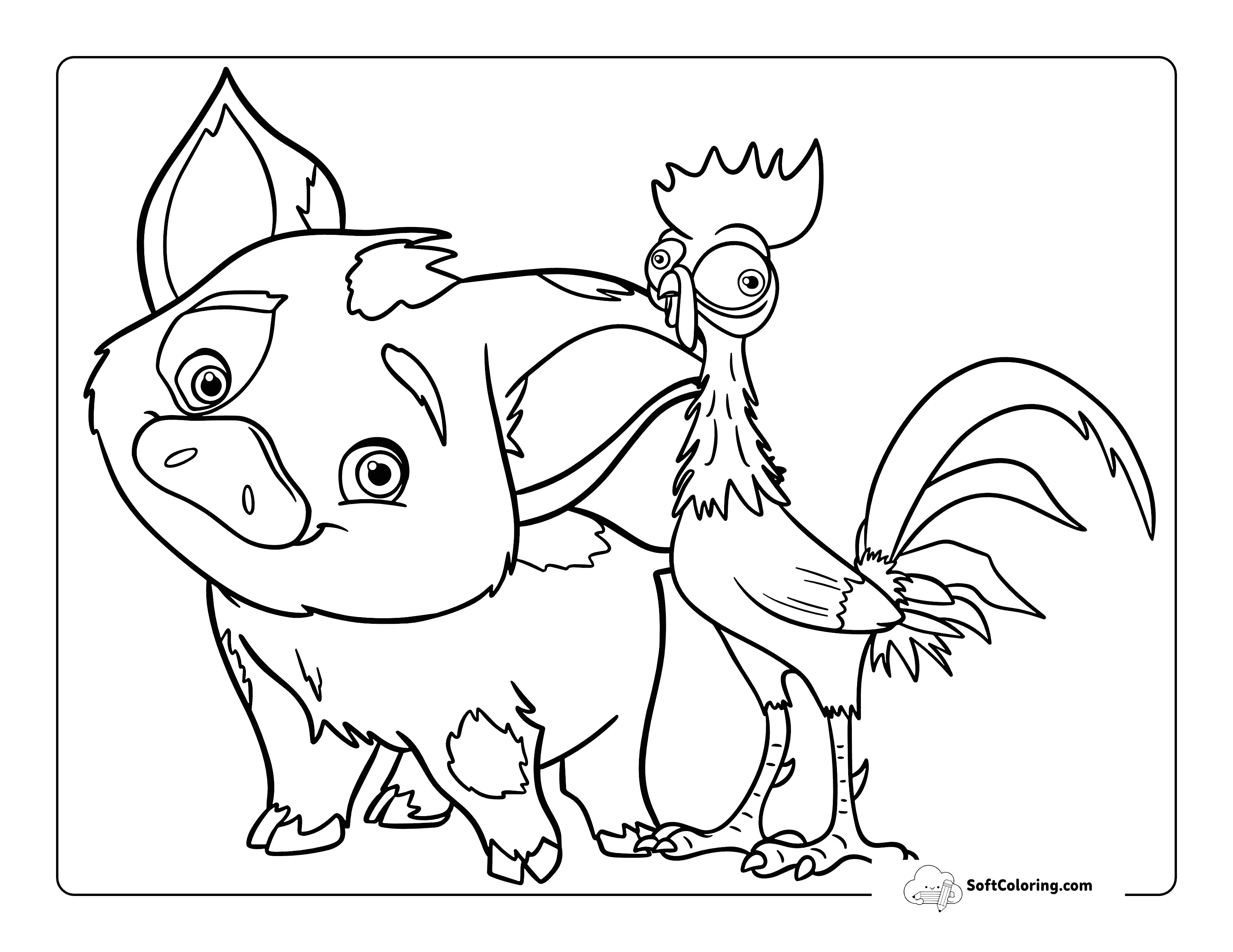 Cute Pig And Chicken Moana