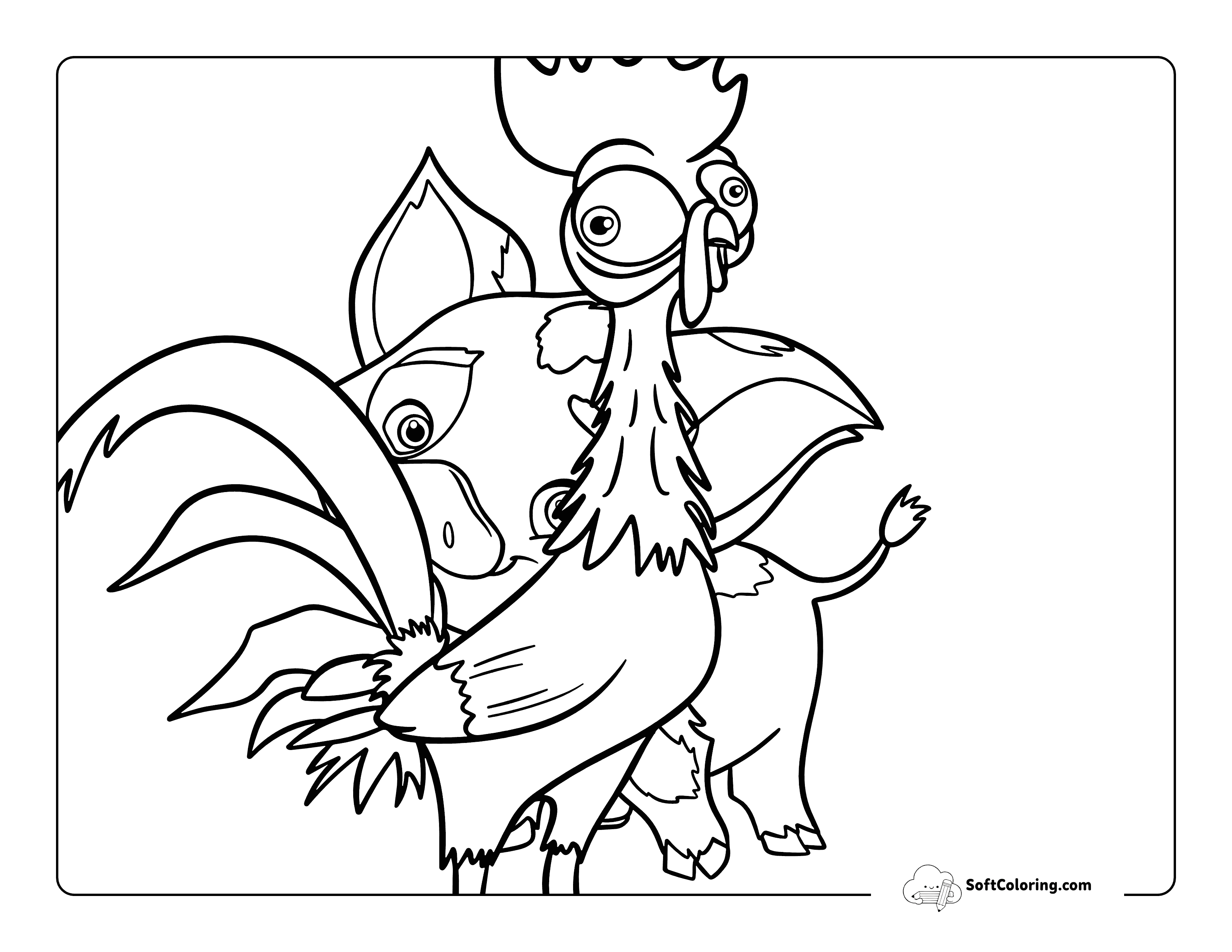 Pua And Hehe Drawing Moana-Inspired Coloring Page