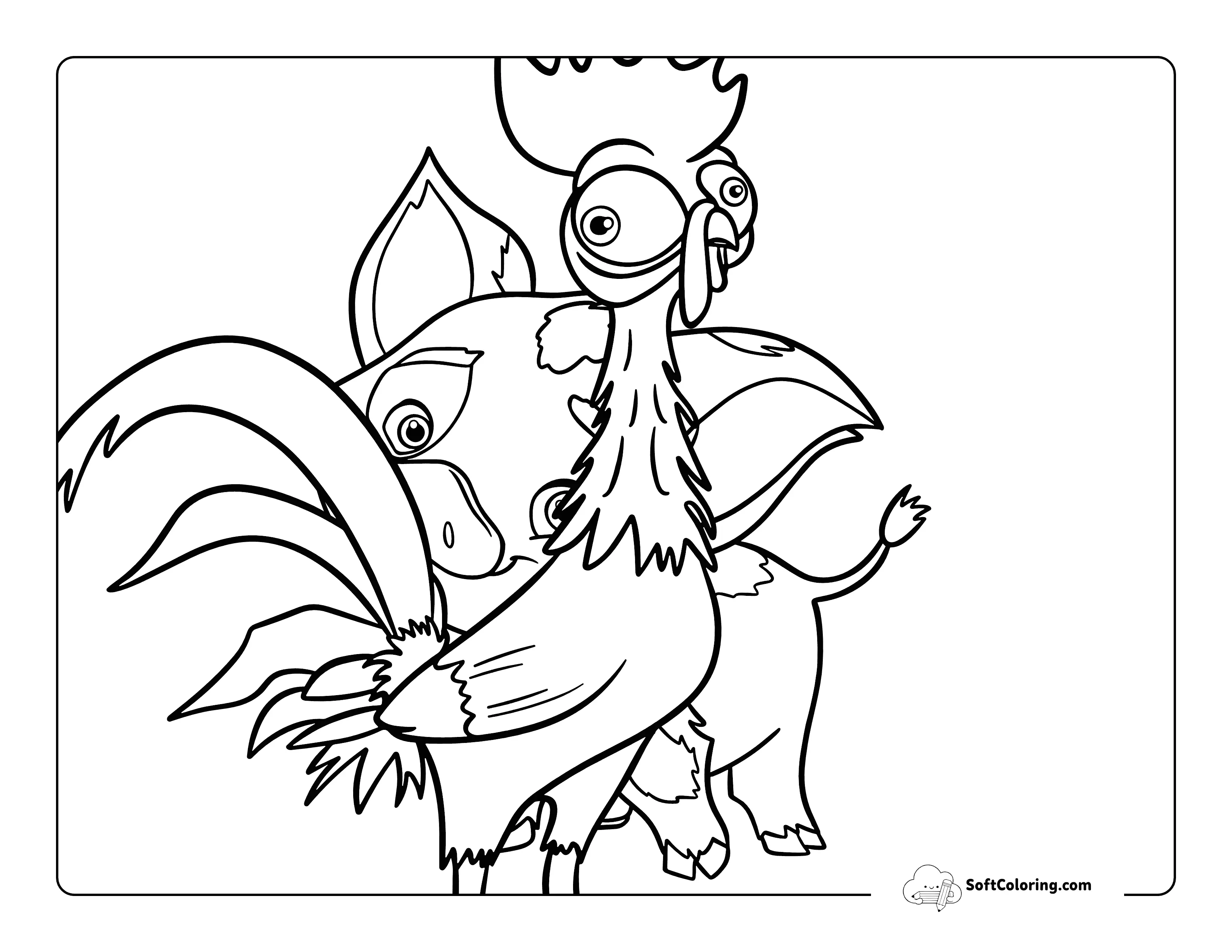 Pua And Hehe Drawing Moana-Inspired Coloring Page