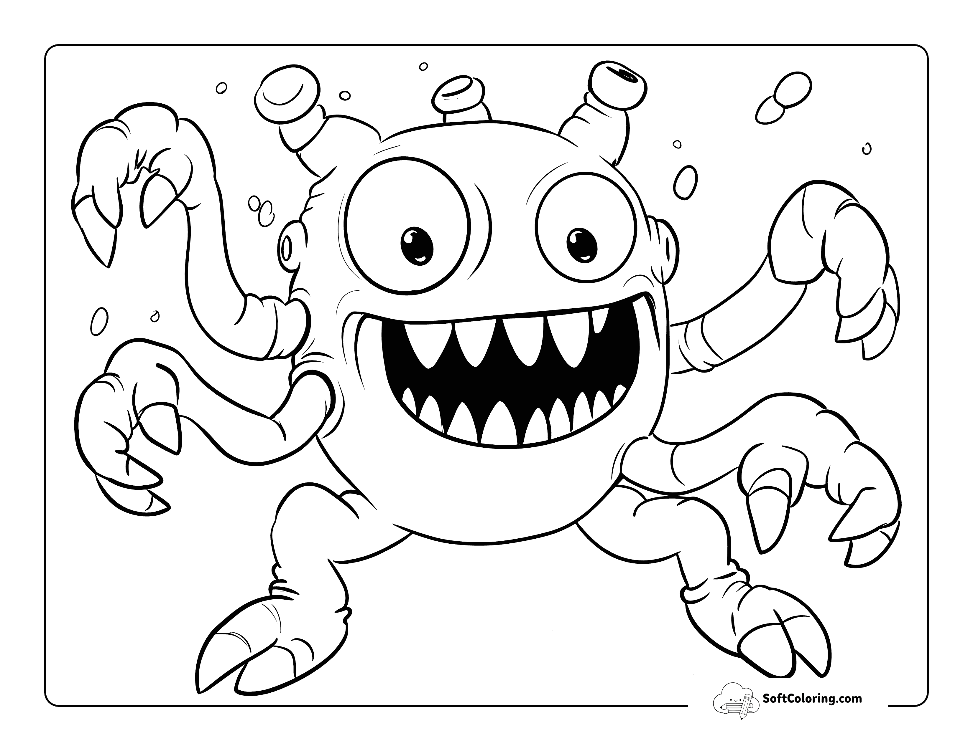 Easy Alien Space Coloring Page For Kids