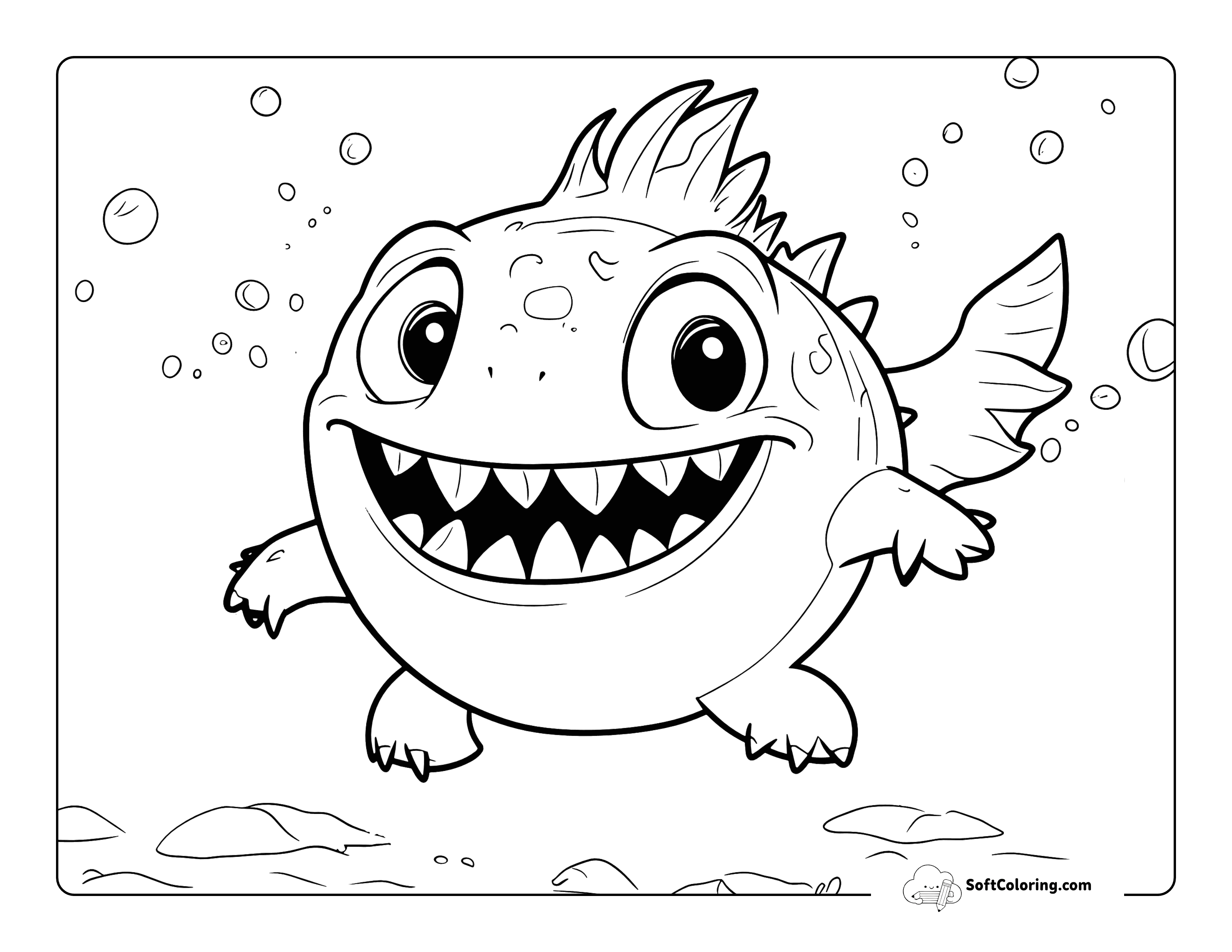 Cute Sea Monster Coloring Page For Kids