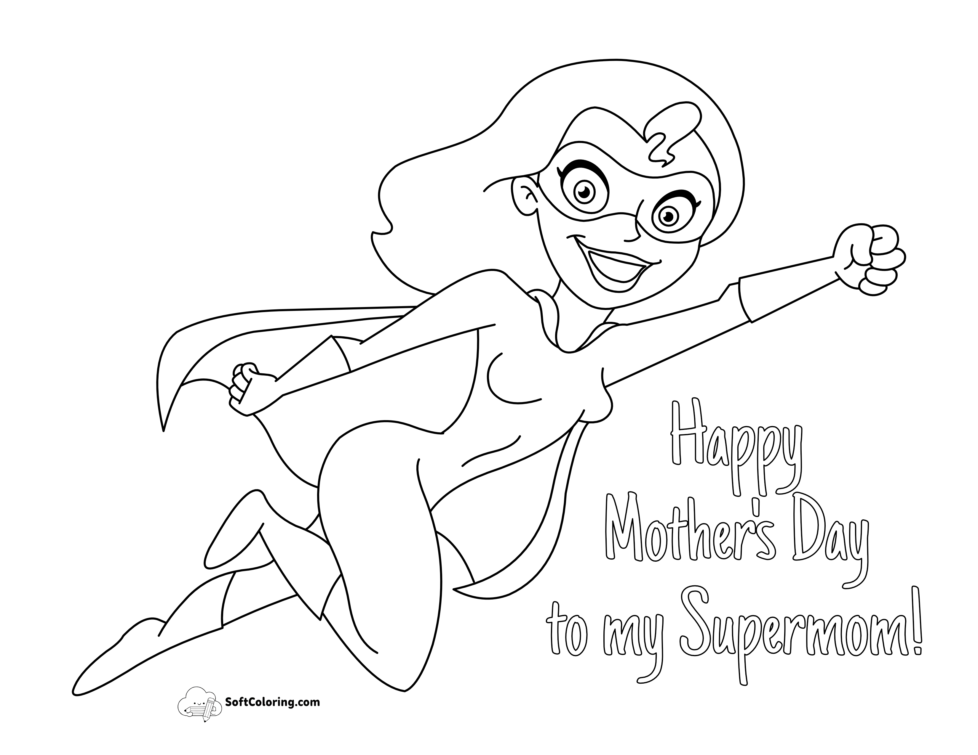Happy Mother's Day To My Supermom Coloring Page