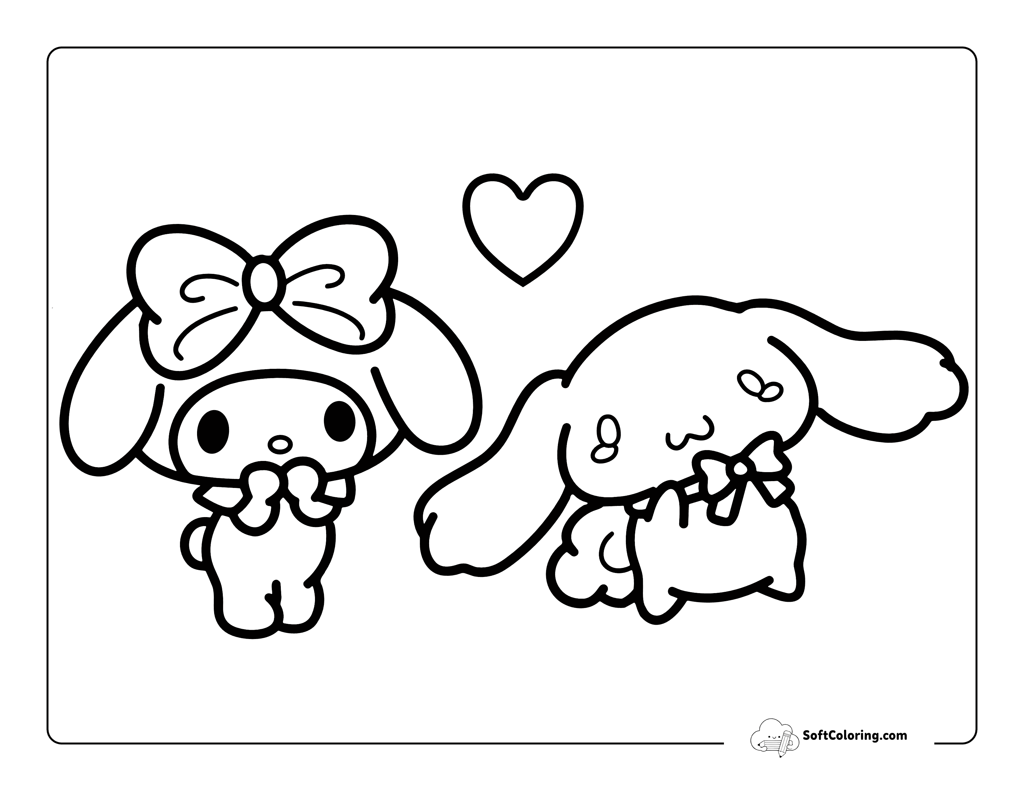 My Melody And Cinnamoroll-Inspired Coloring Page
