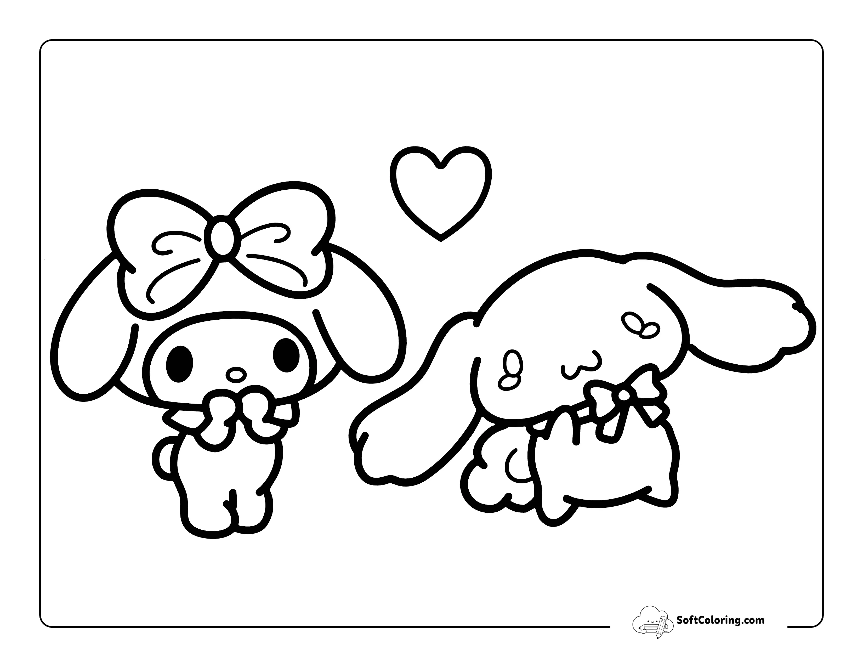My Melody And Cinnamoroll-Inspired Coloring Page