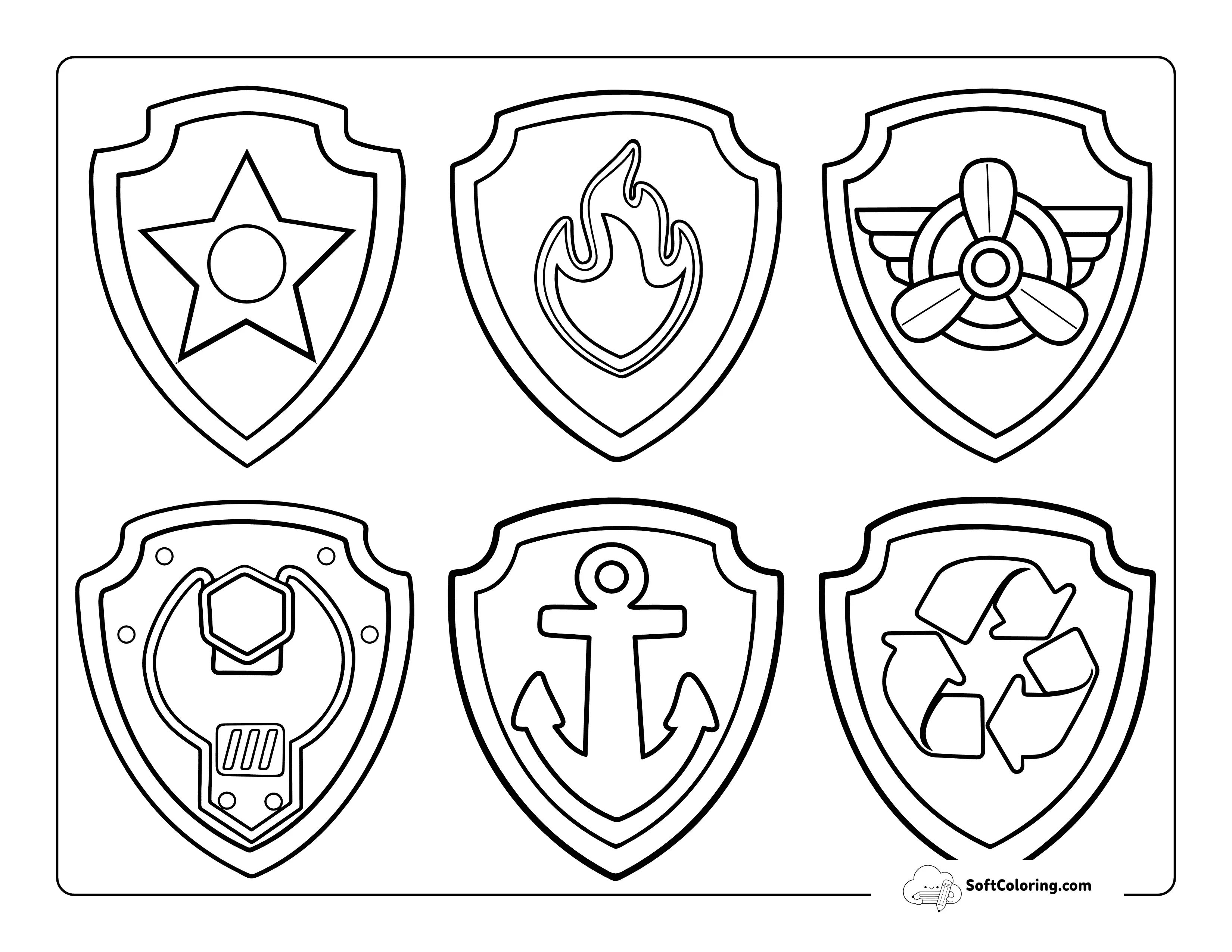 Printable Paw Patrol Badges Outlines