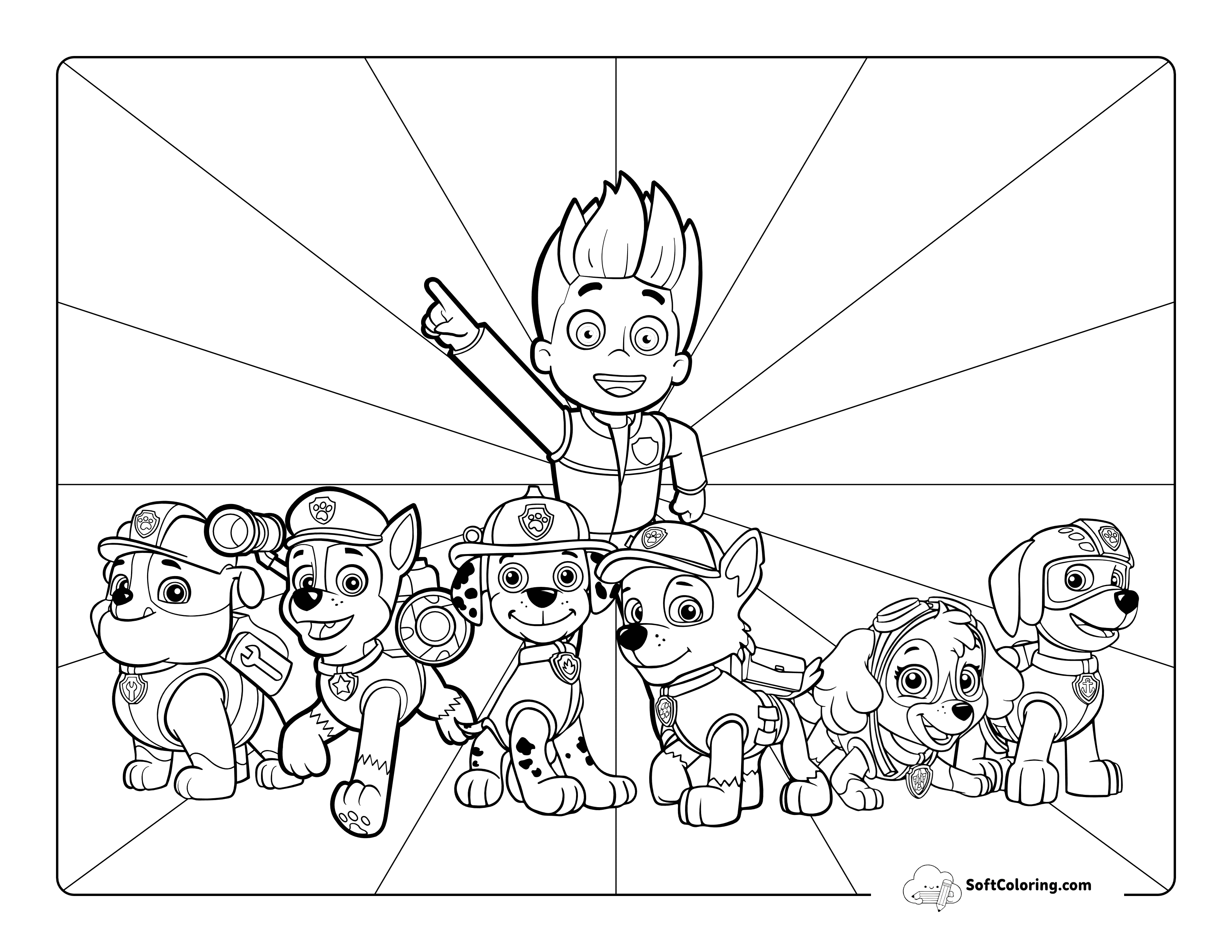 Cute Paw Patrol-Inspired Pups Coloring Sheet For Kids