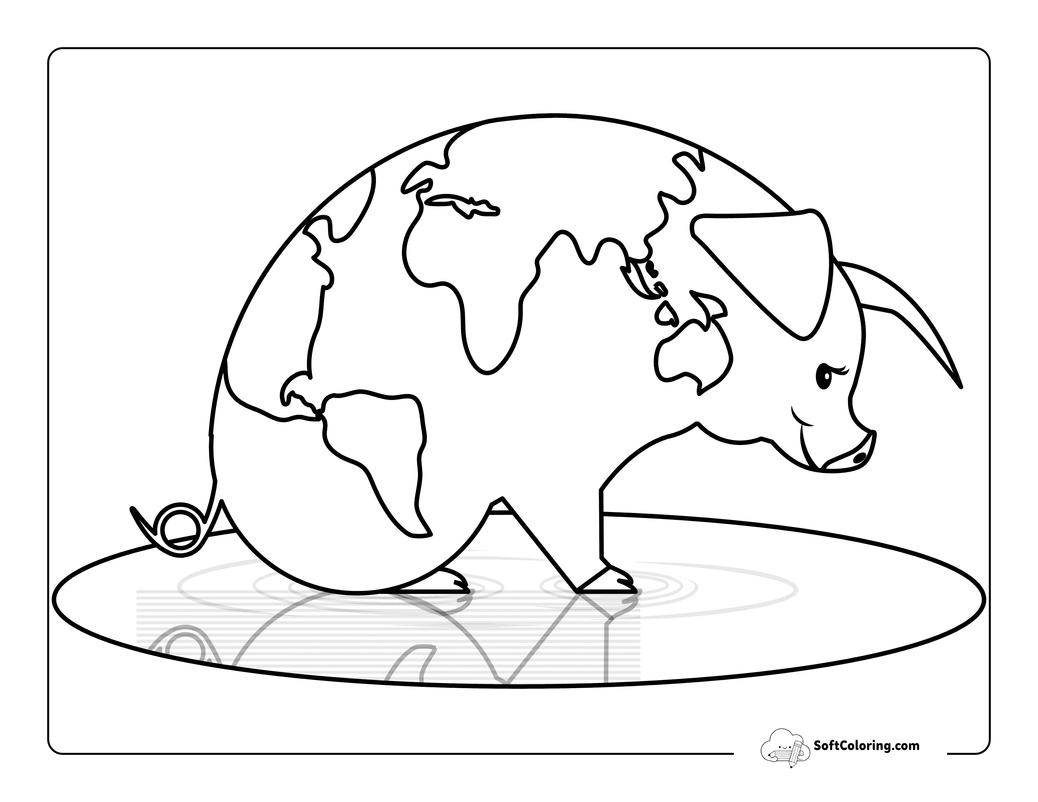 Easy Cute Muddy World Map Pig Printable