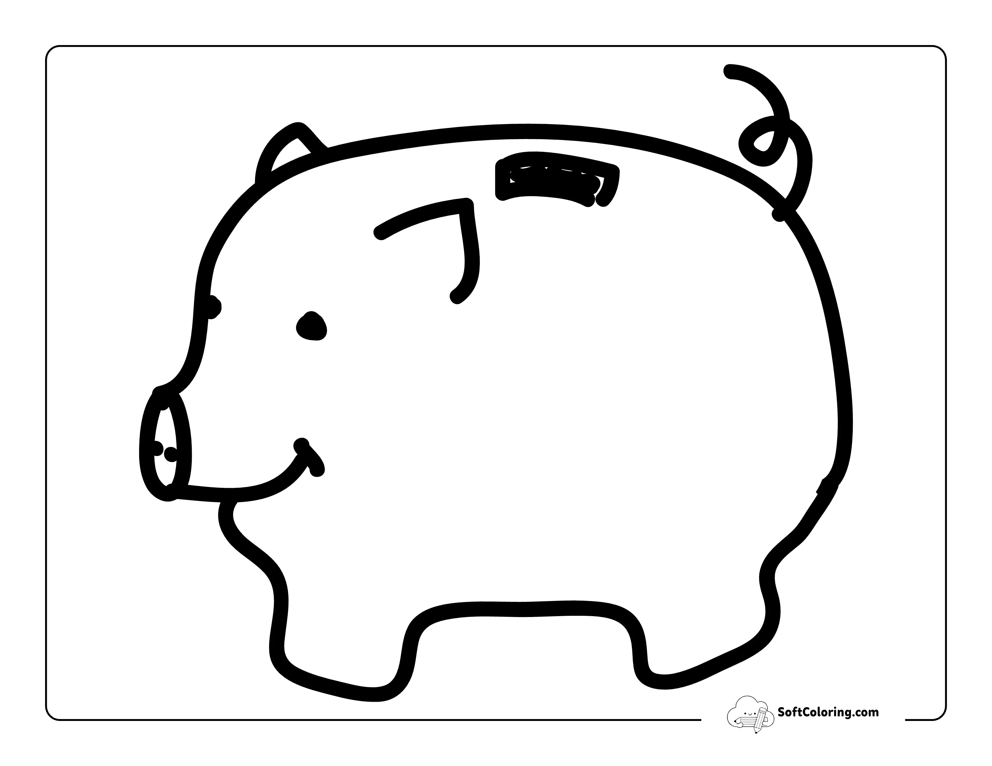 Easy Cute Piggy Bank Drawing To Color