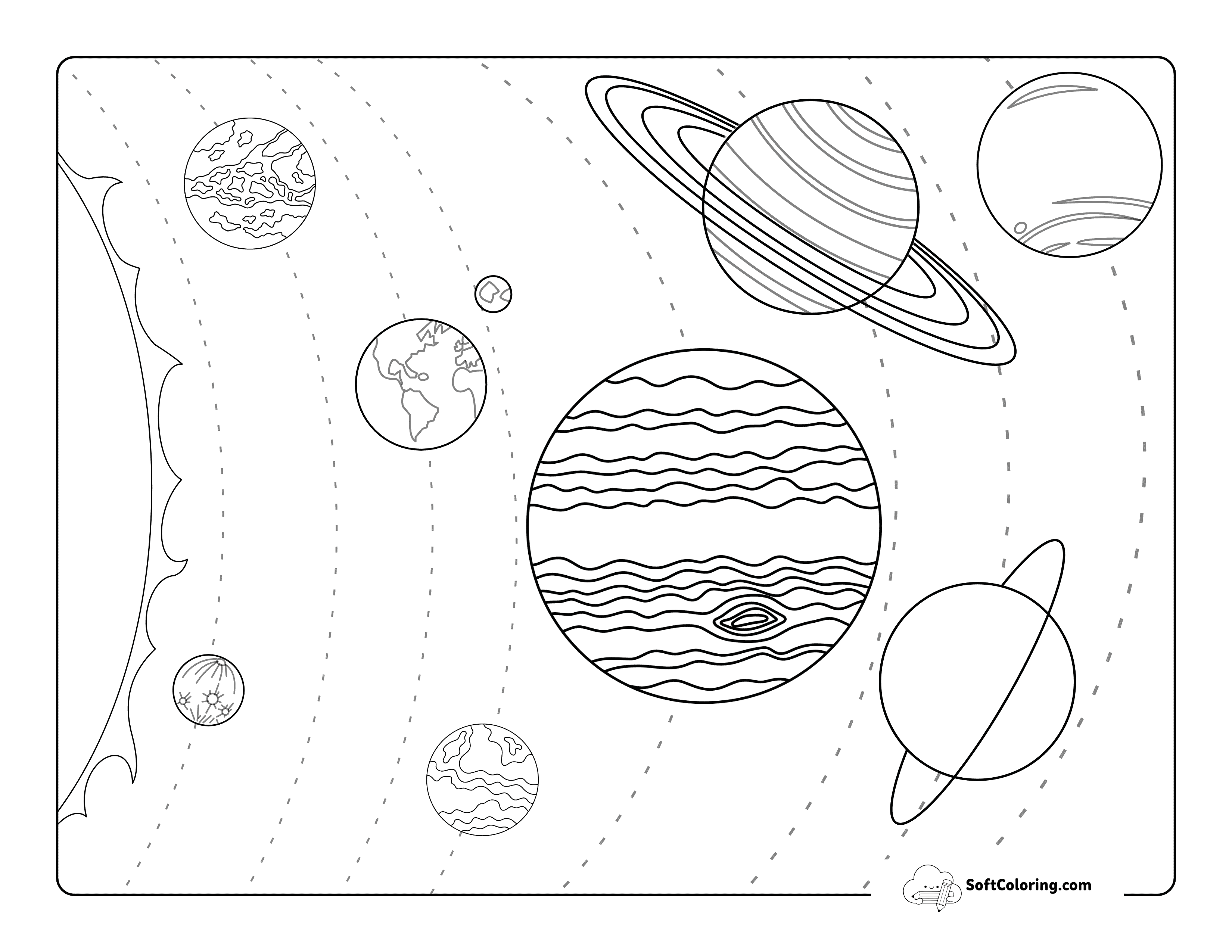 Detailed Coloring Sheet Of Our Solar System