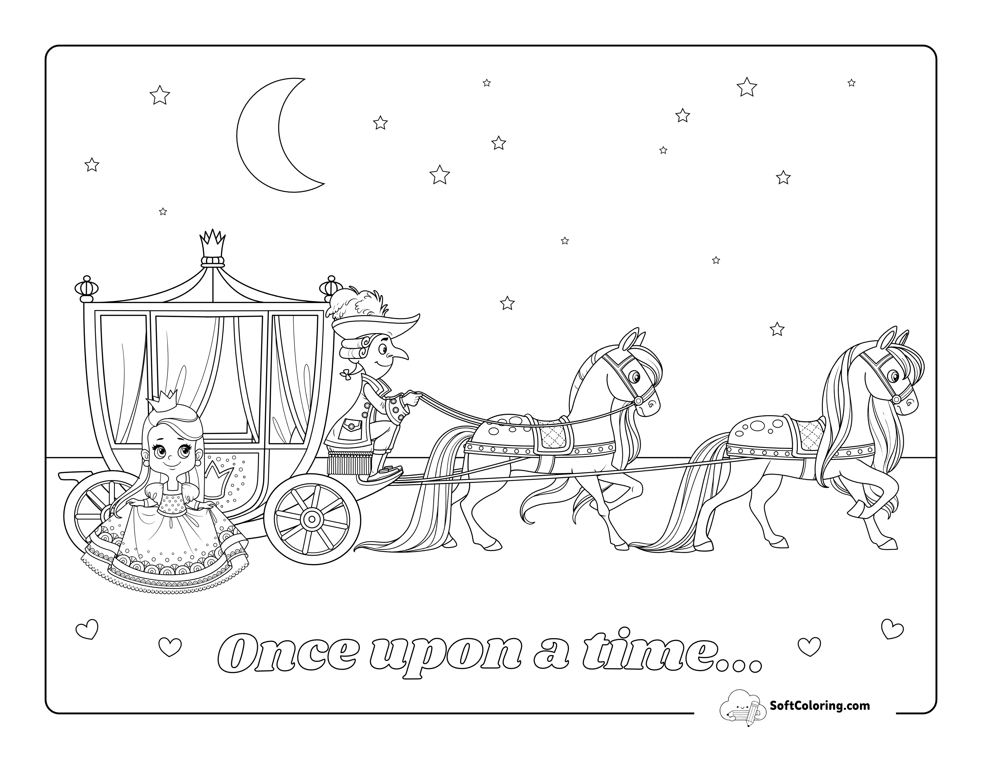 Princess Carriage And Horses Picture To Color