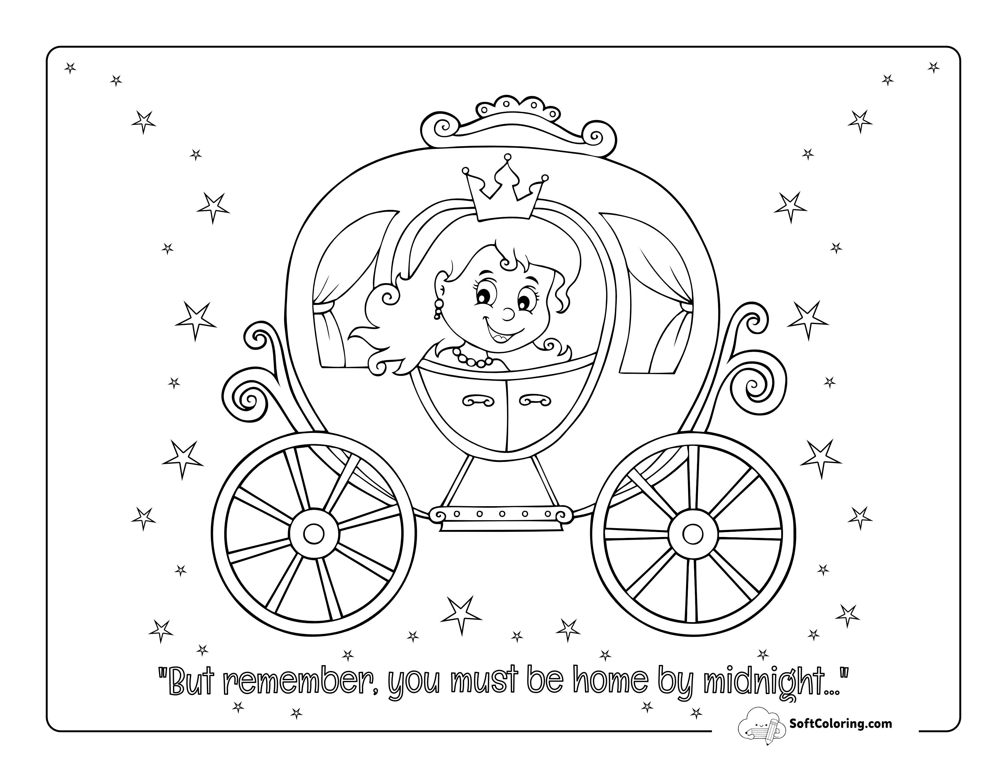 Princess In Carriage To Color