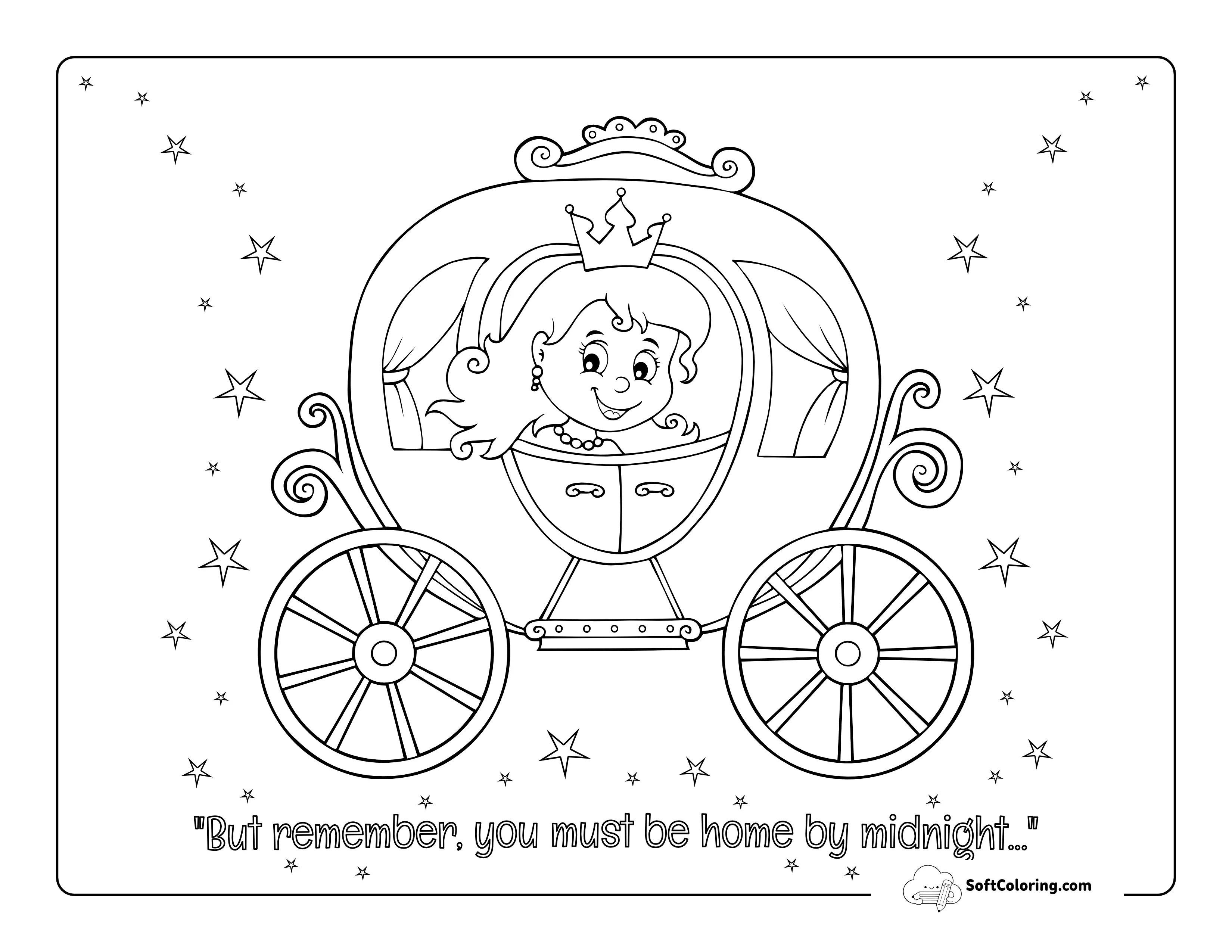 Princess In Carriage To Color