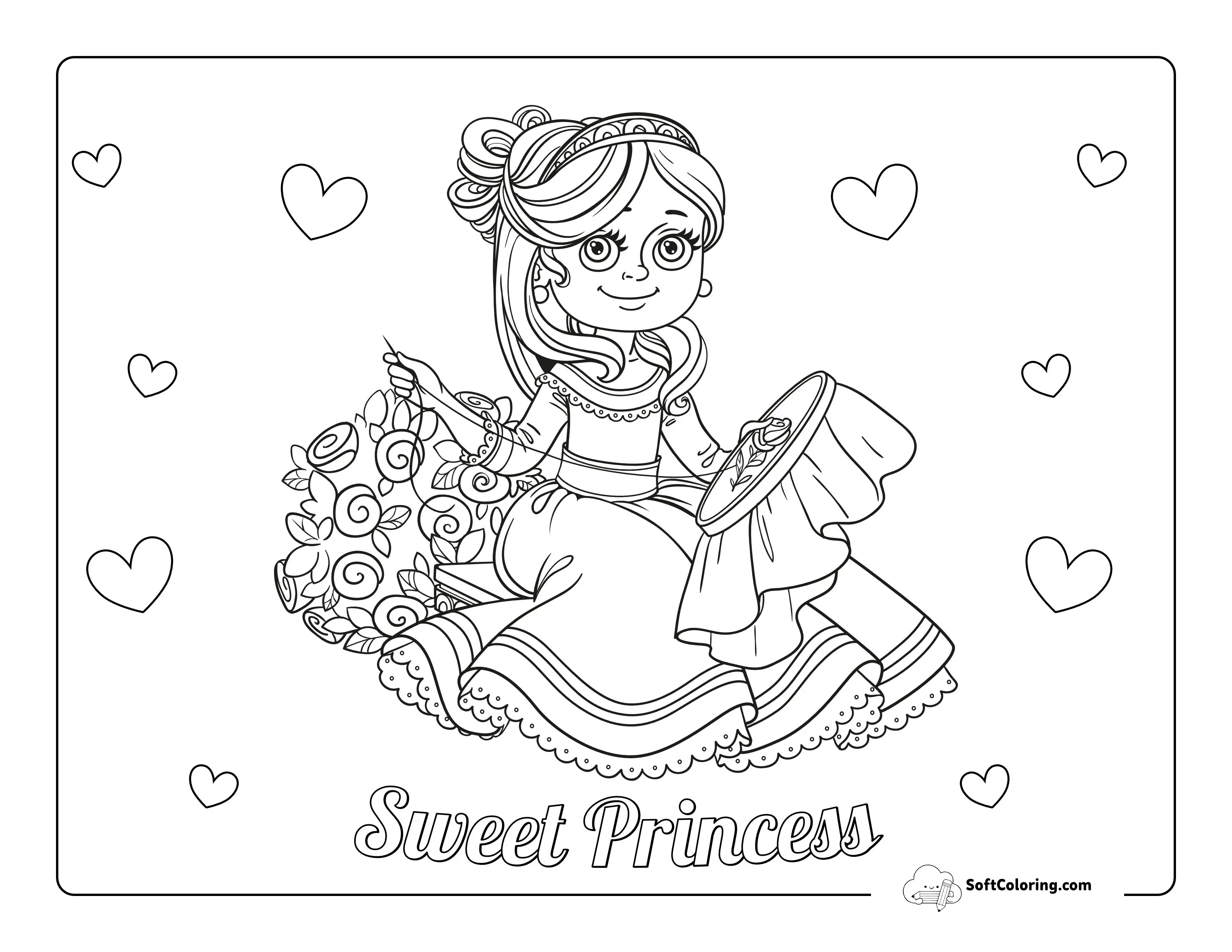Beautiful Princess Sewing Picture To Color