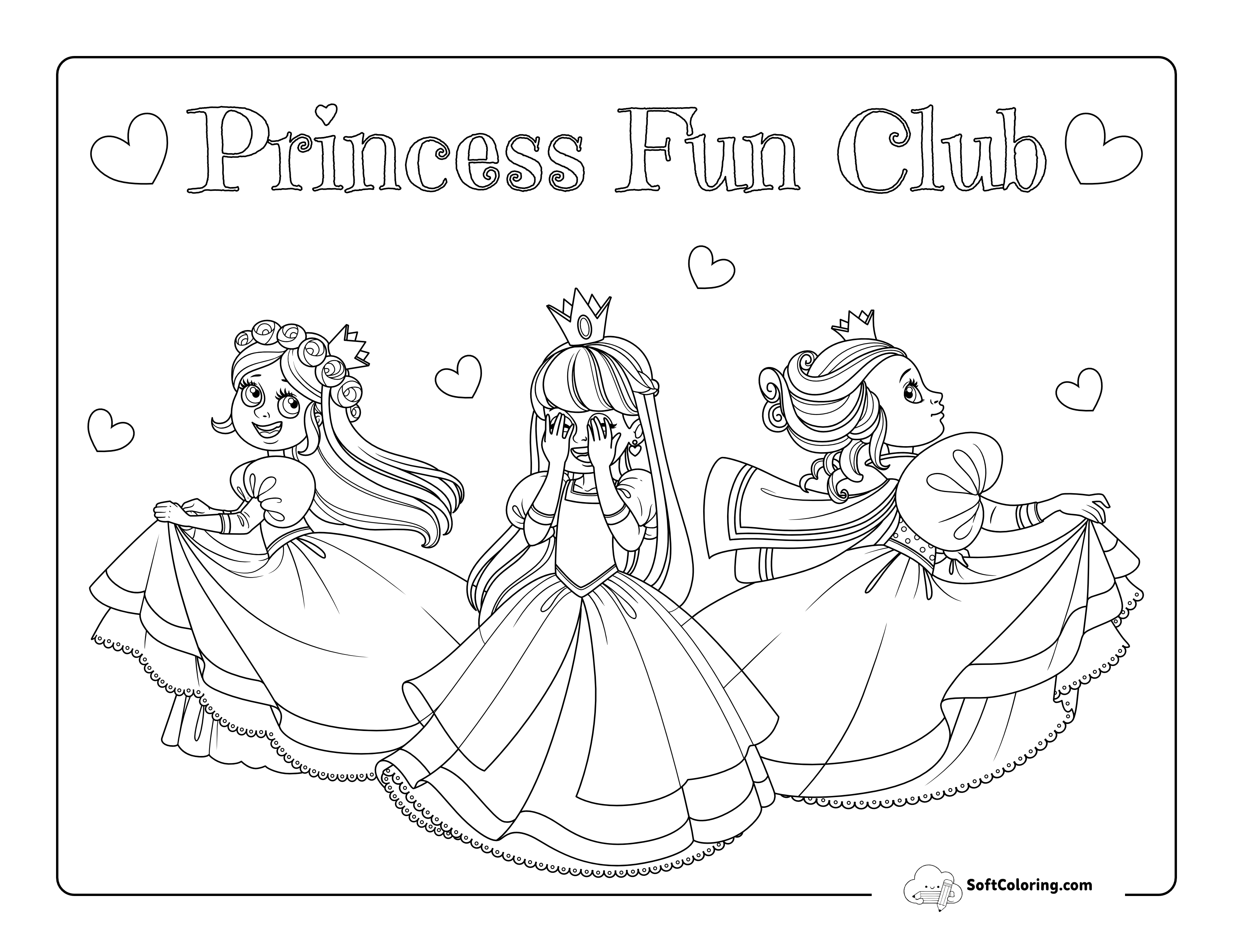 Playing Princesses Coloring Sheet
