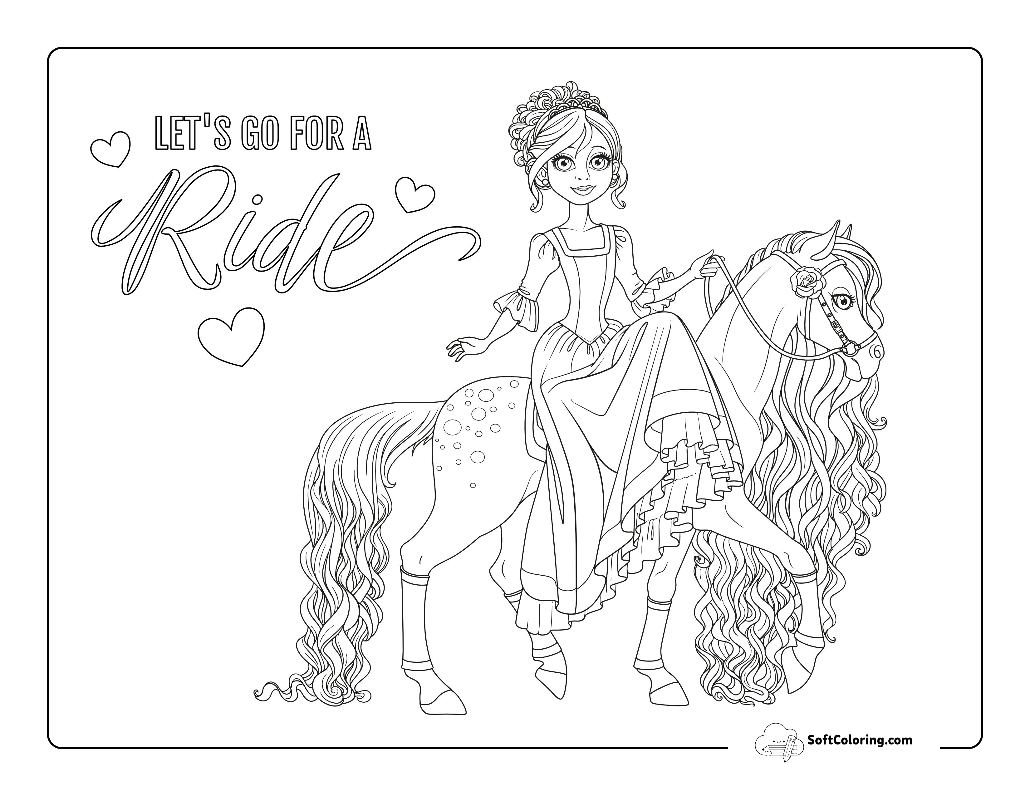 Beautiful Princess Coloring Page For Girls