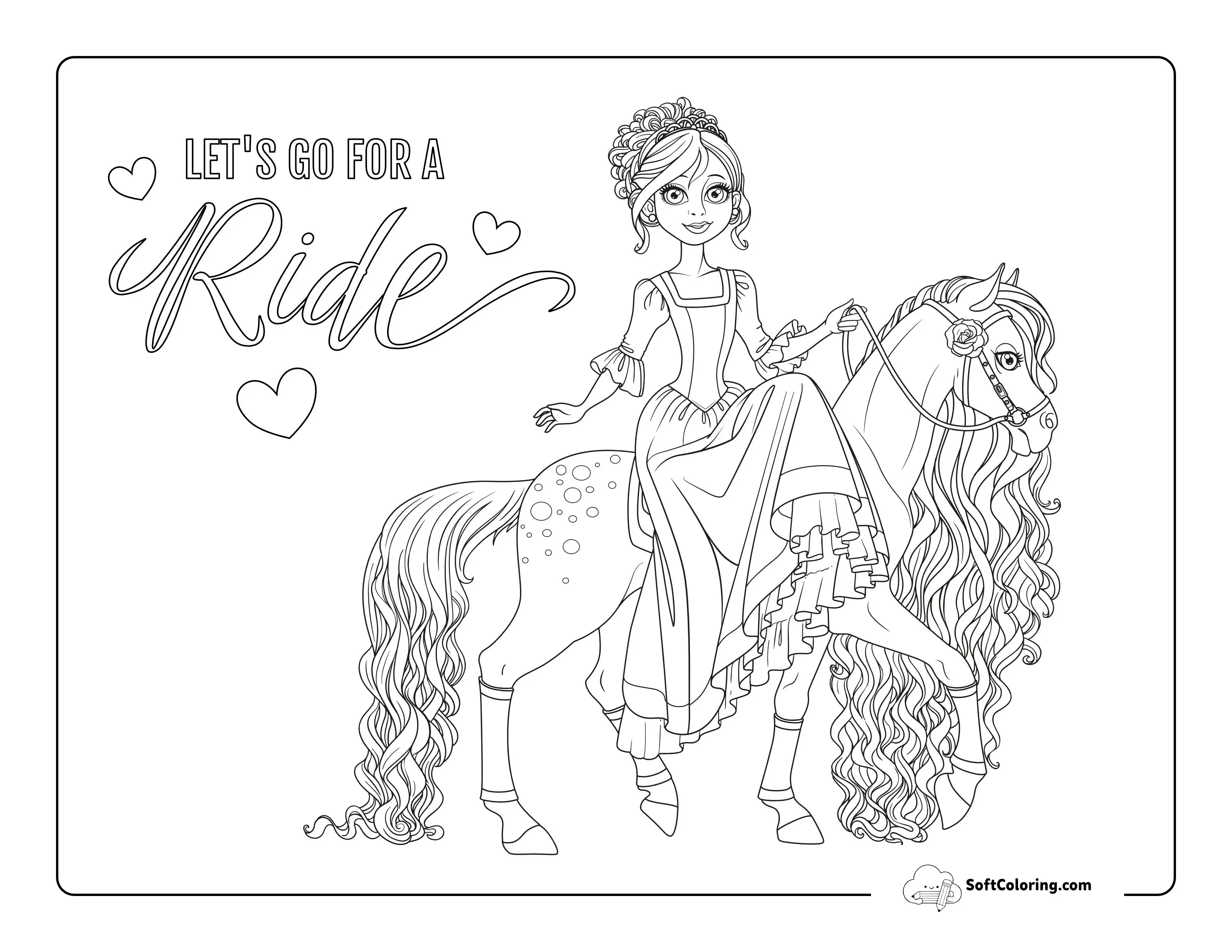 Beautiful Princess Coloring Page For Girls