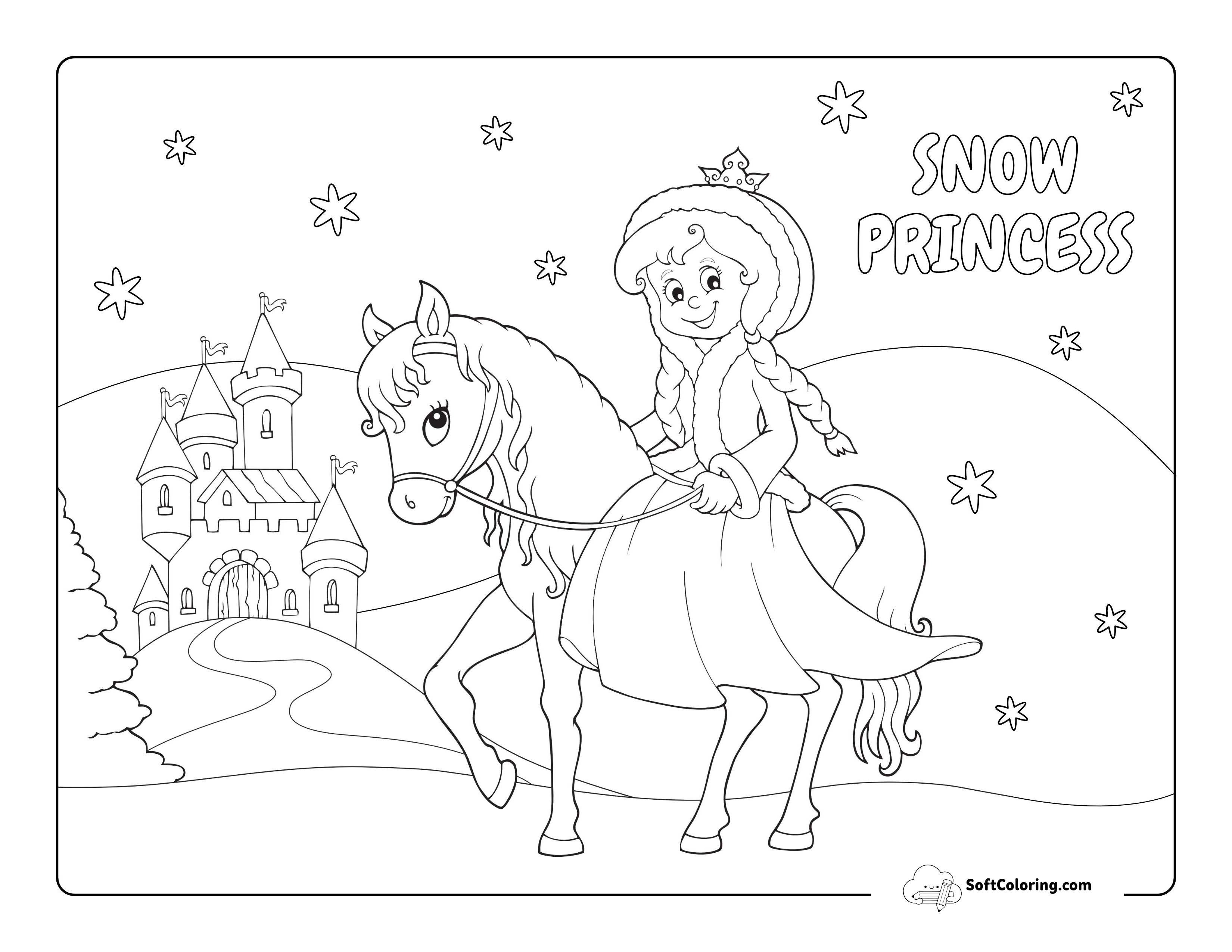 Princess Riding Horse To Castle