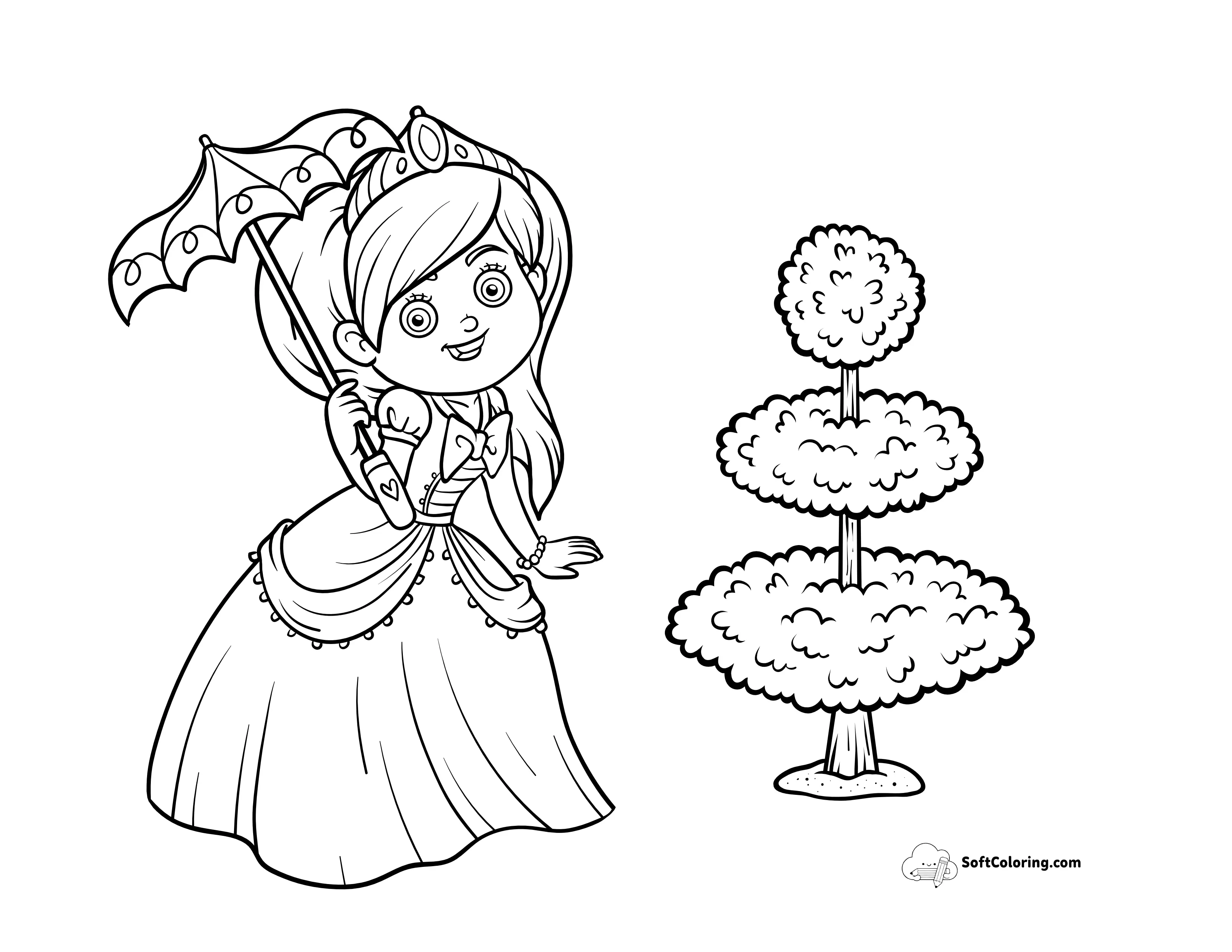 Princess Walking In The Garden To Color