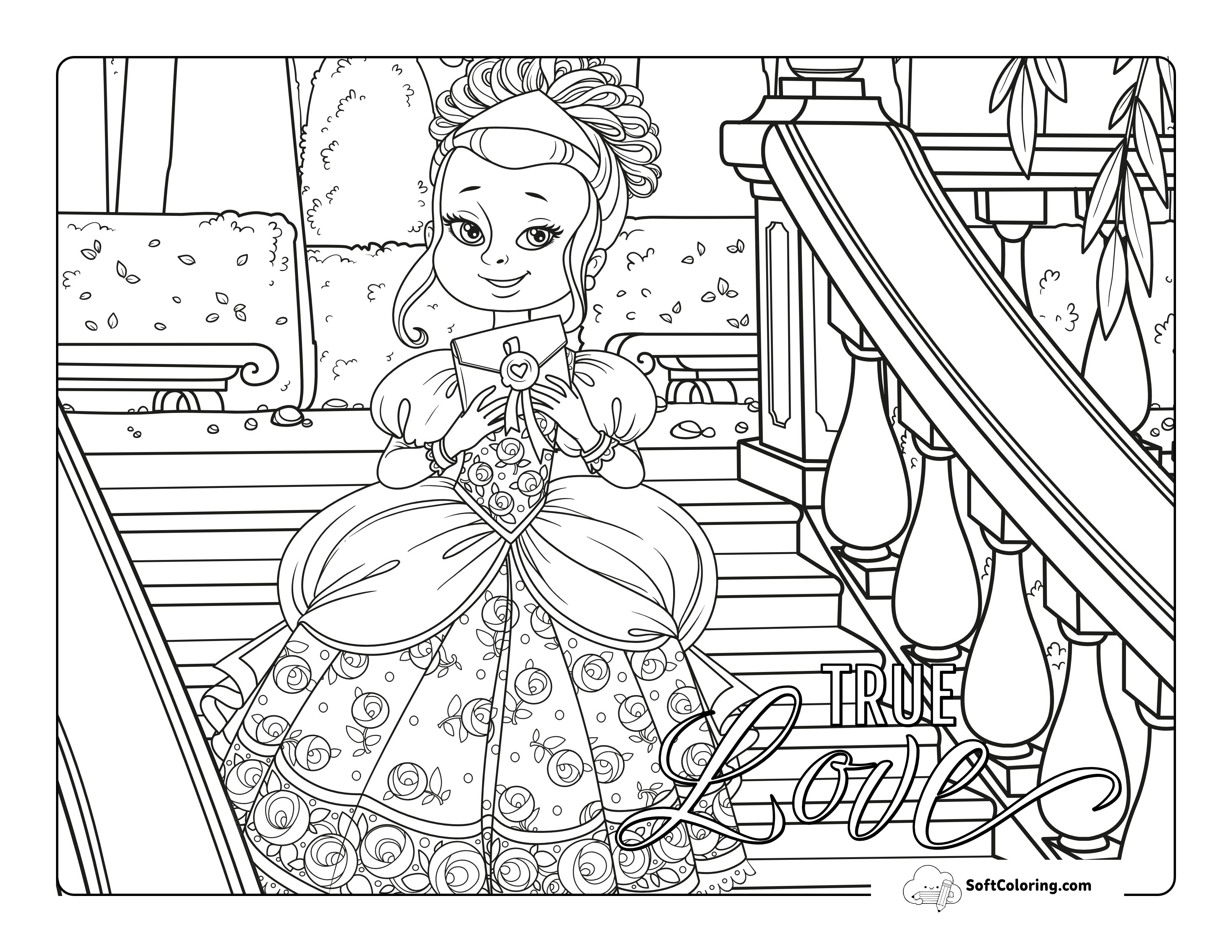 Princess With Love Letter To Color