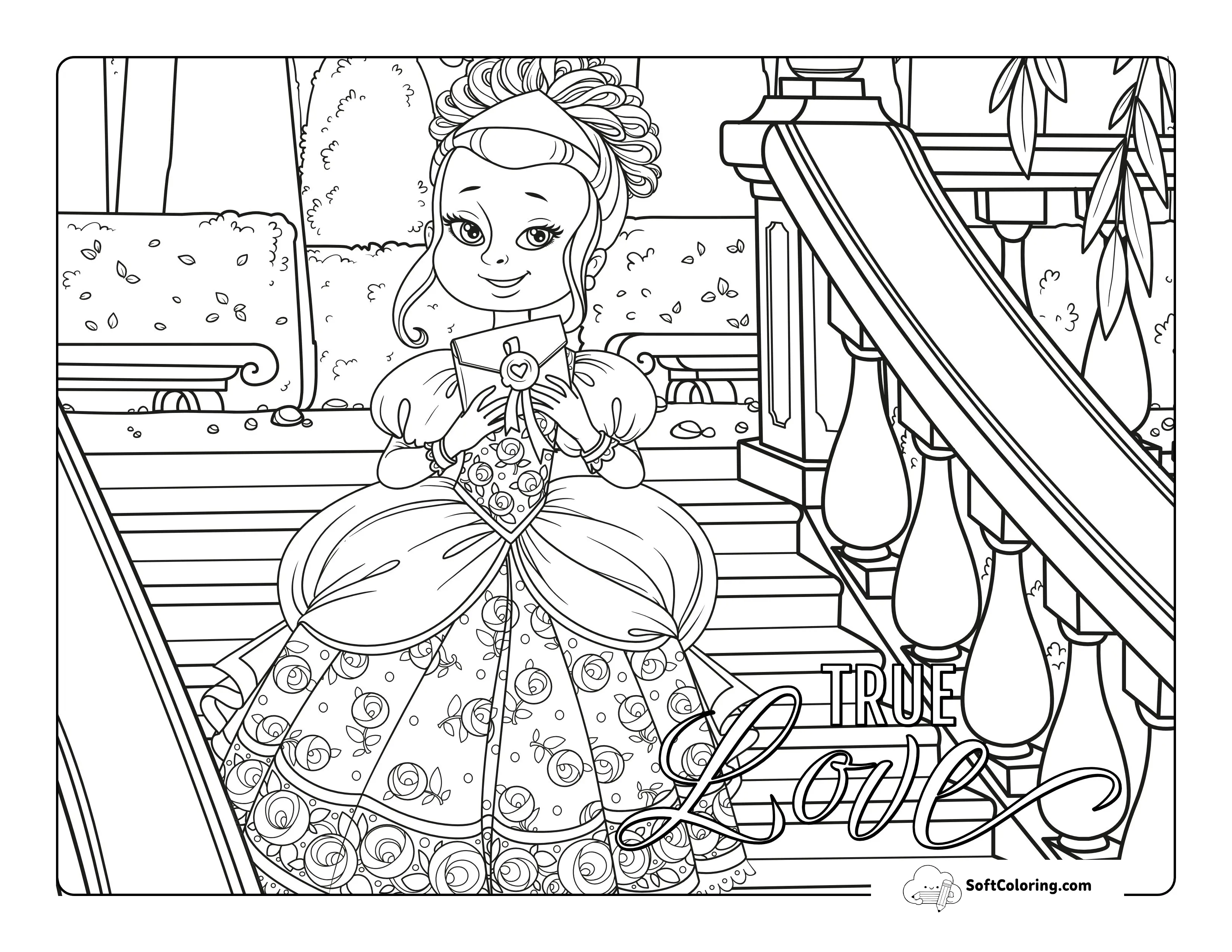 Princess With Love Letter To Color