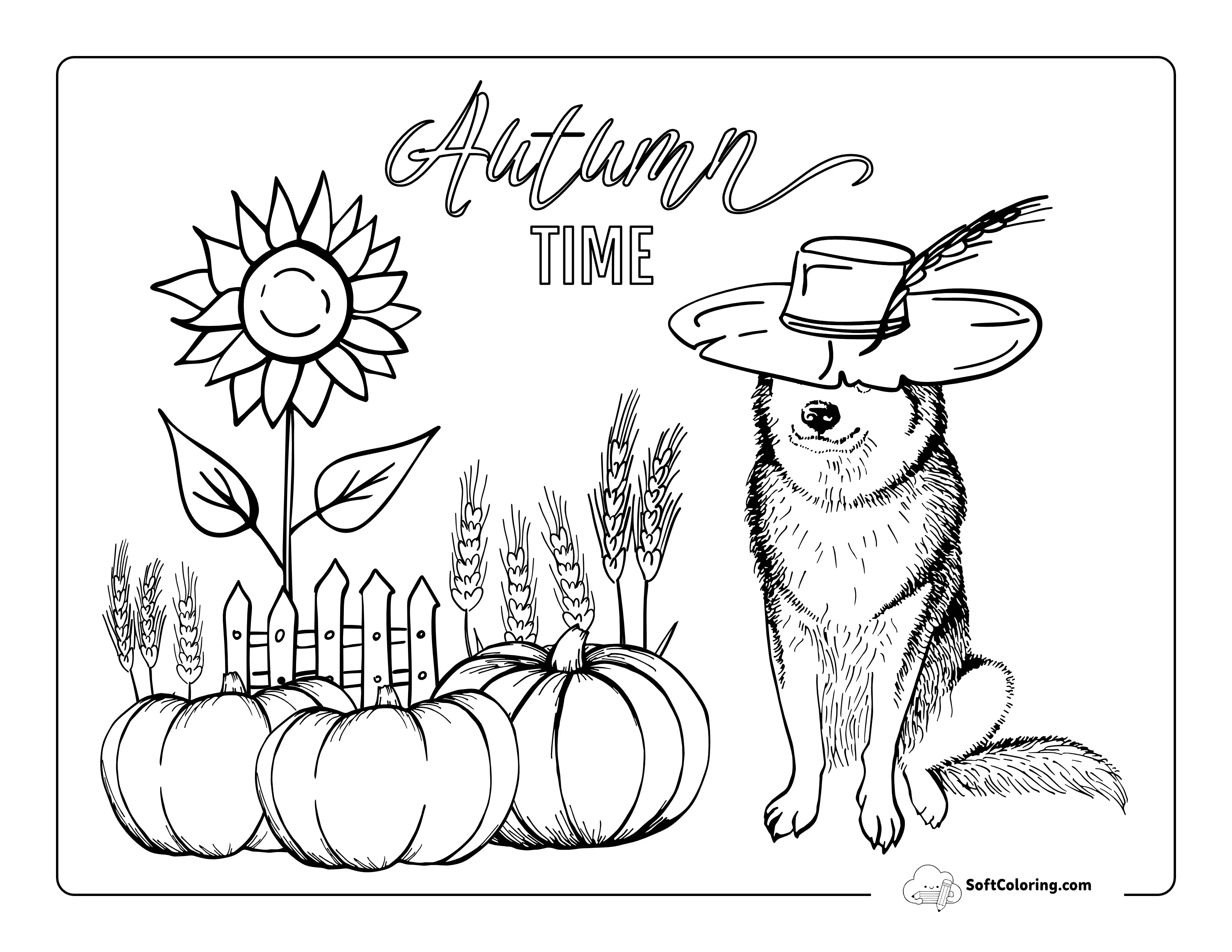 Autumn Time Thanksgiving Coloring Page