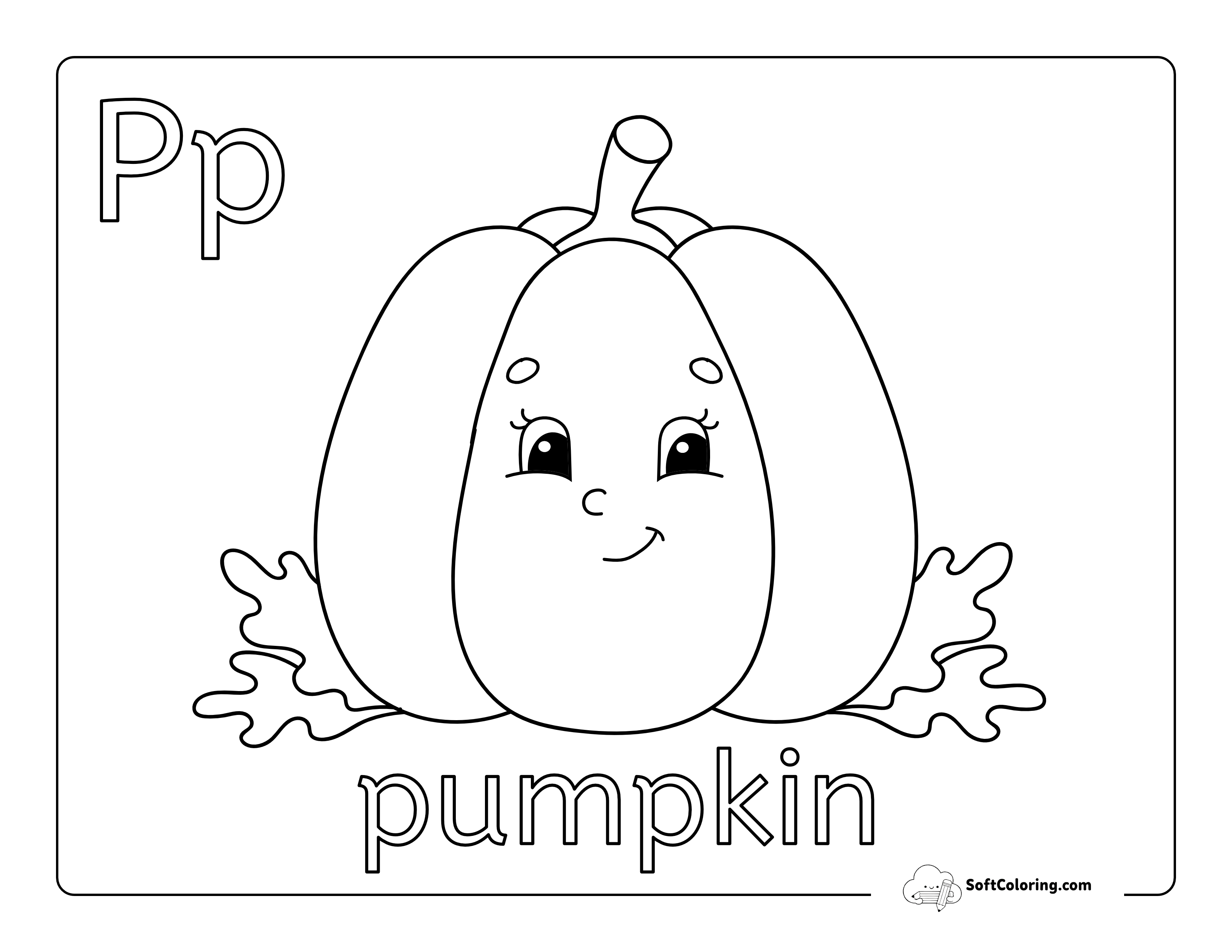 "P Is For Pumpkin" Preschooler Coloring Sheet