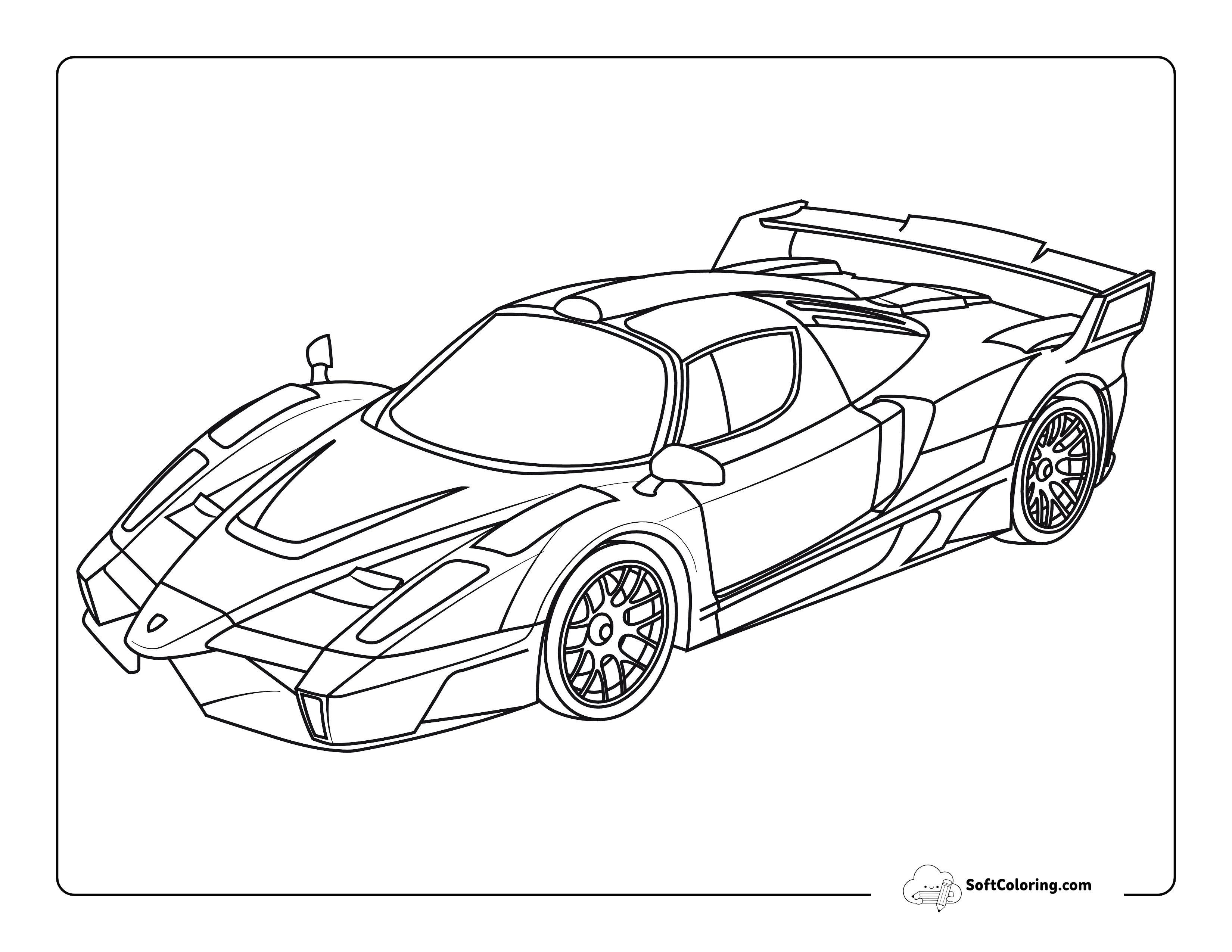 Cool Realistic Race Car Outline