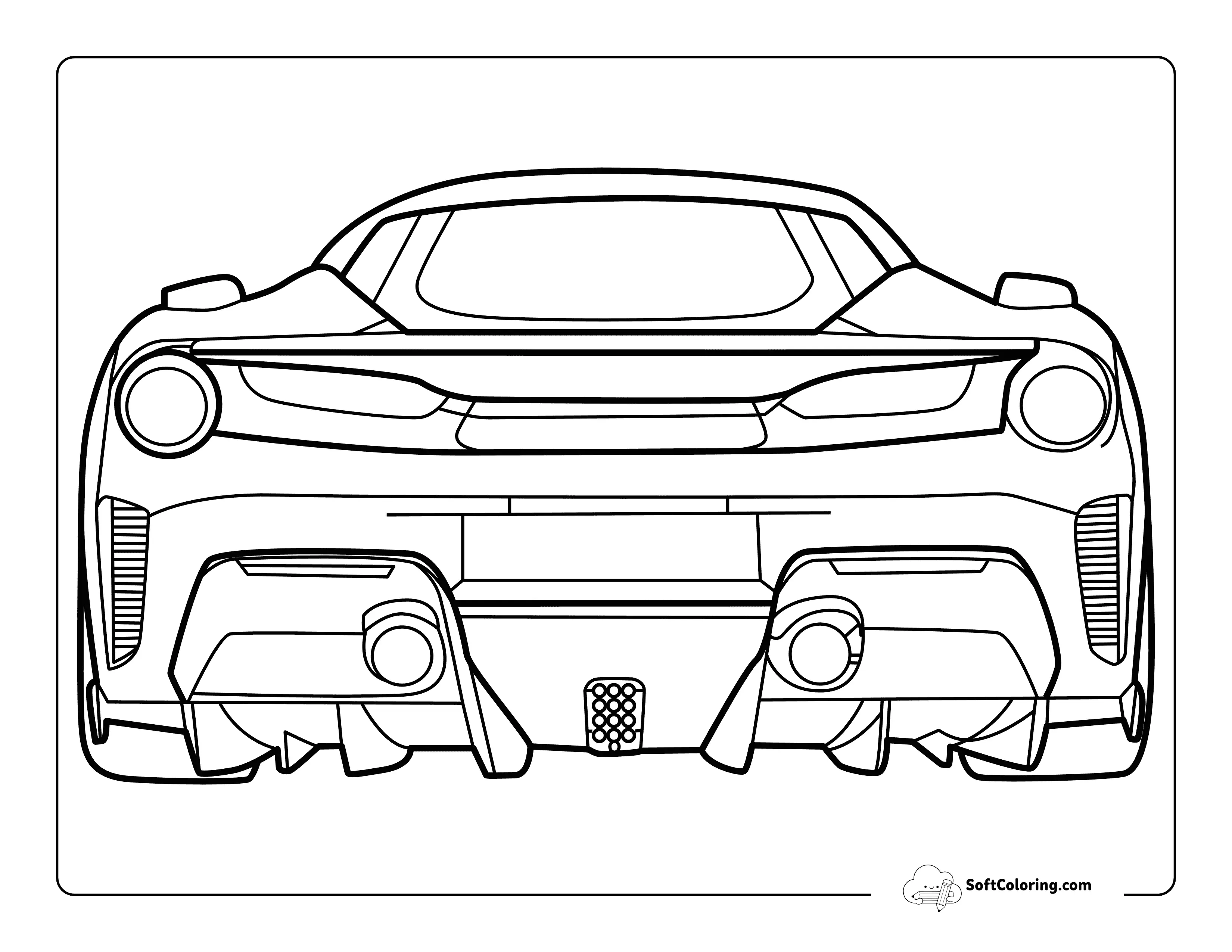 Cool Realistic Ferrari From Behind Outline To Color