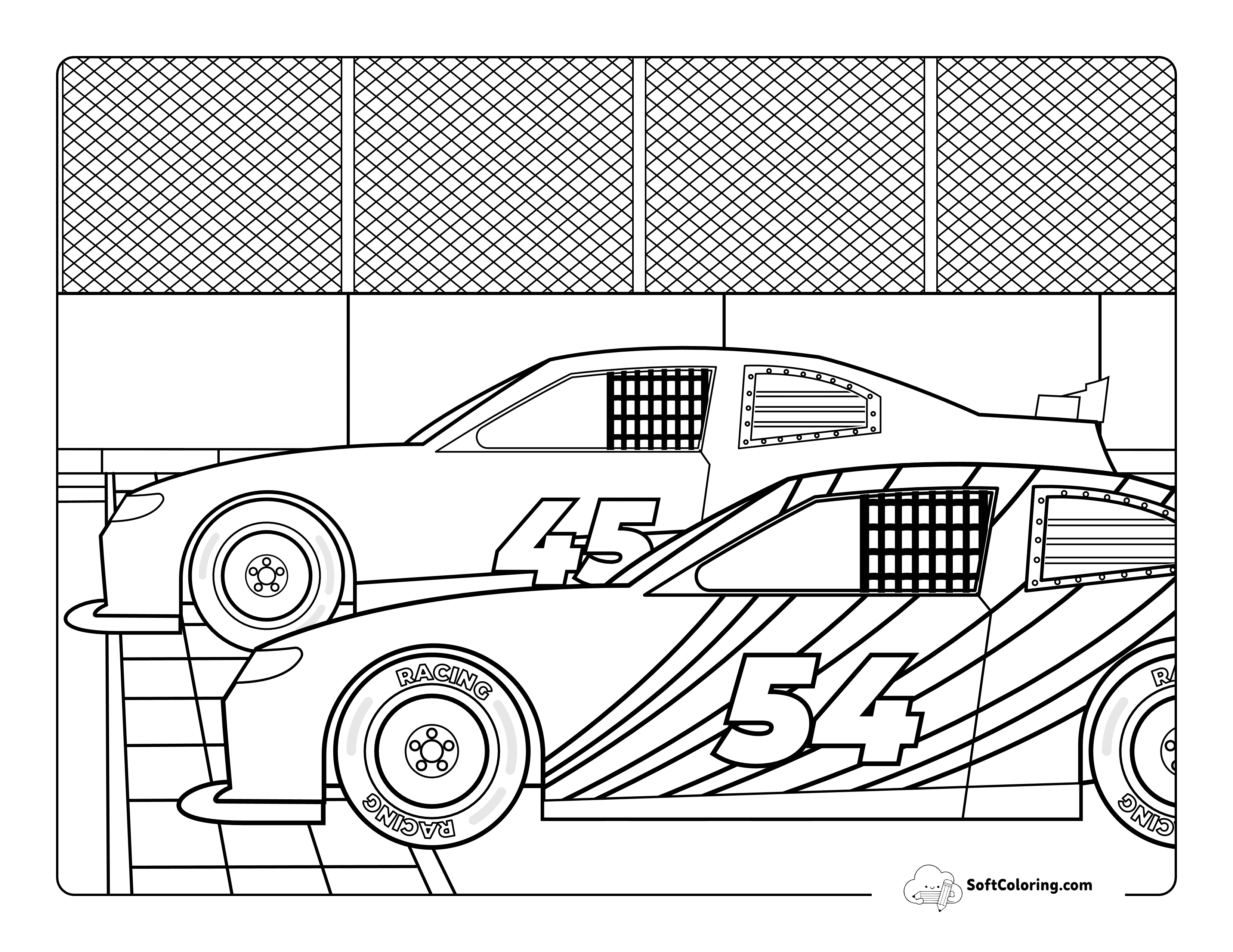 Cool Nascar Race Cars Outline