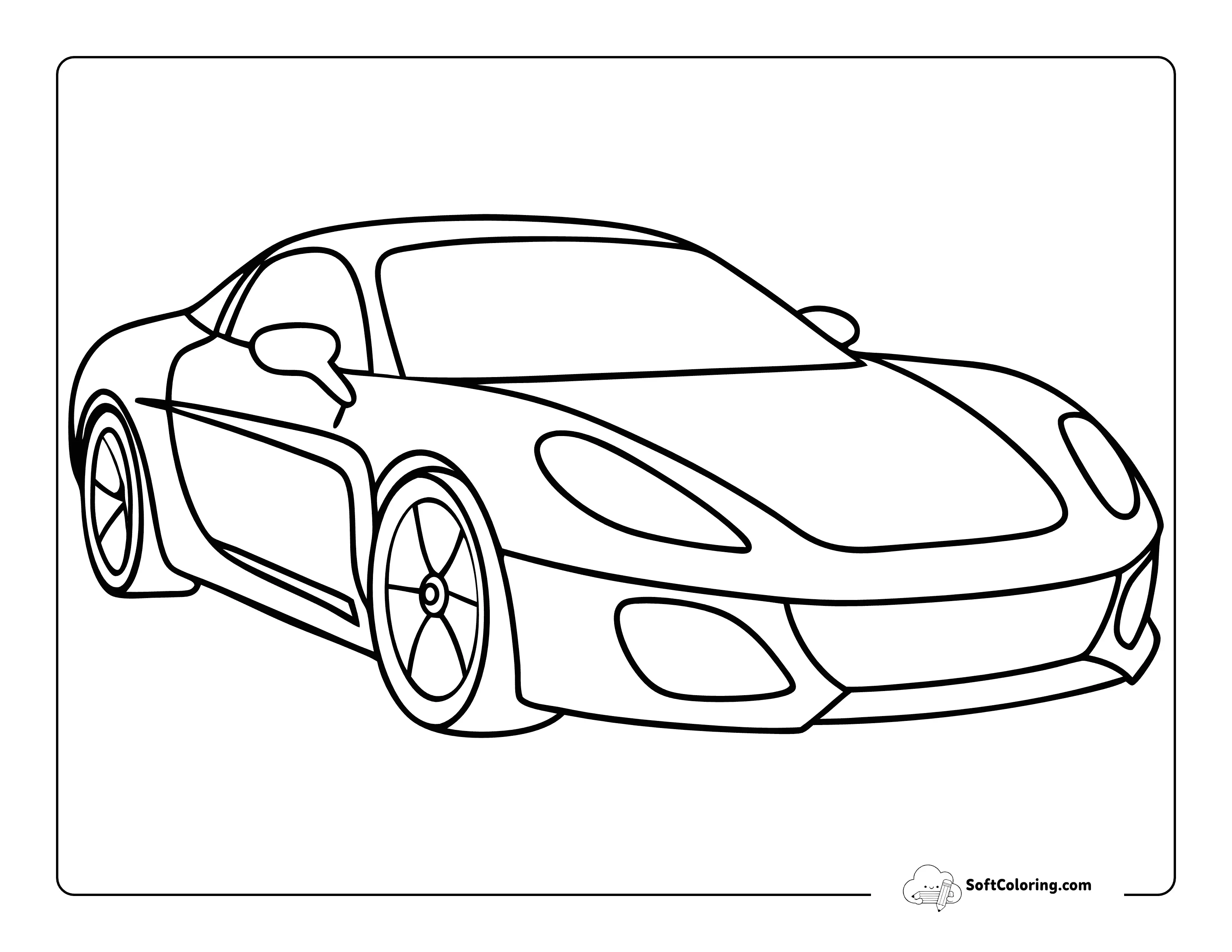 Cool Porsche Outline For Kids To Color