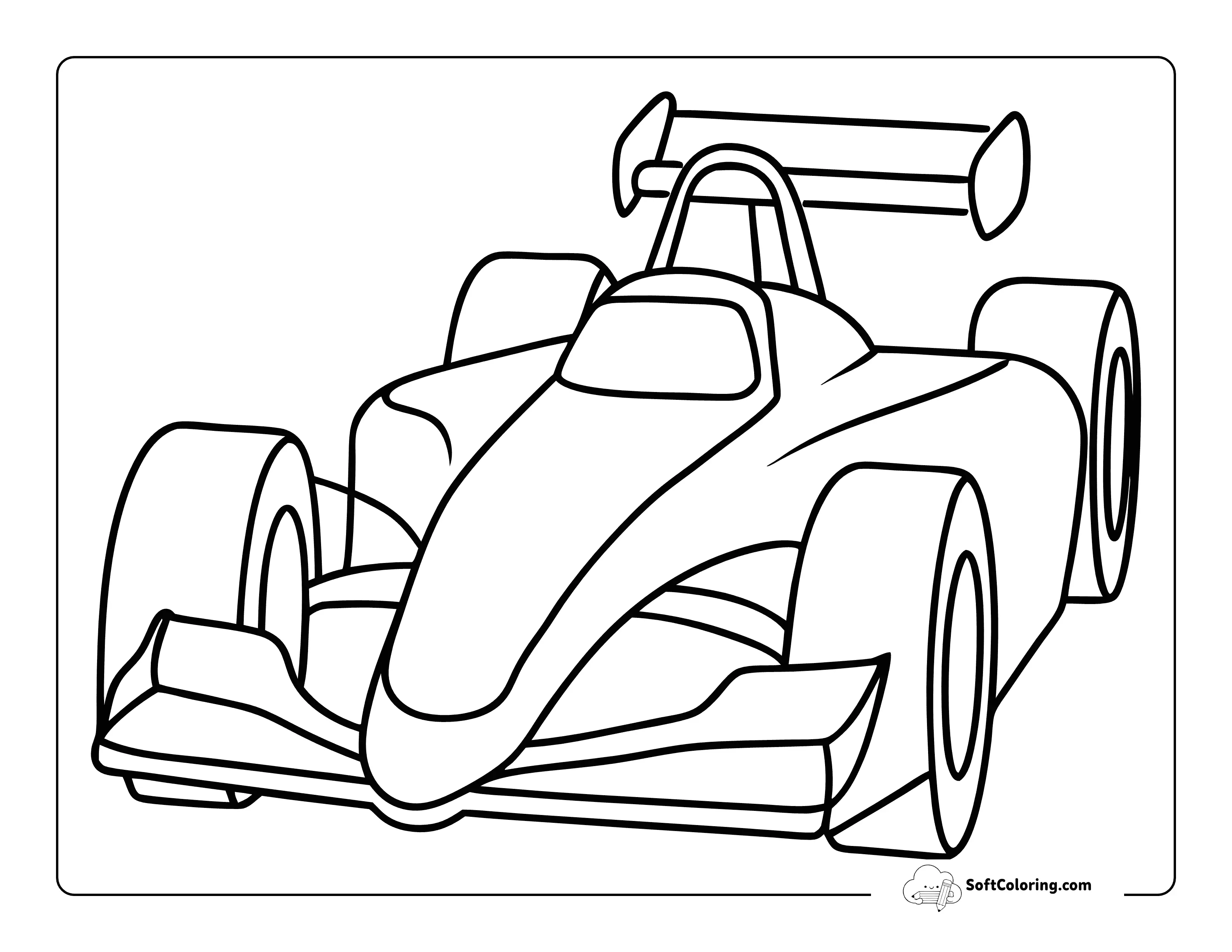 Cool And Simple Formula 1 Race Car Outline For Kids