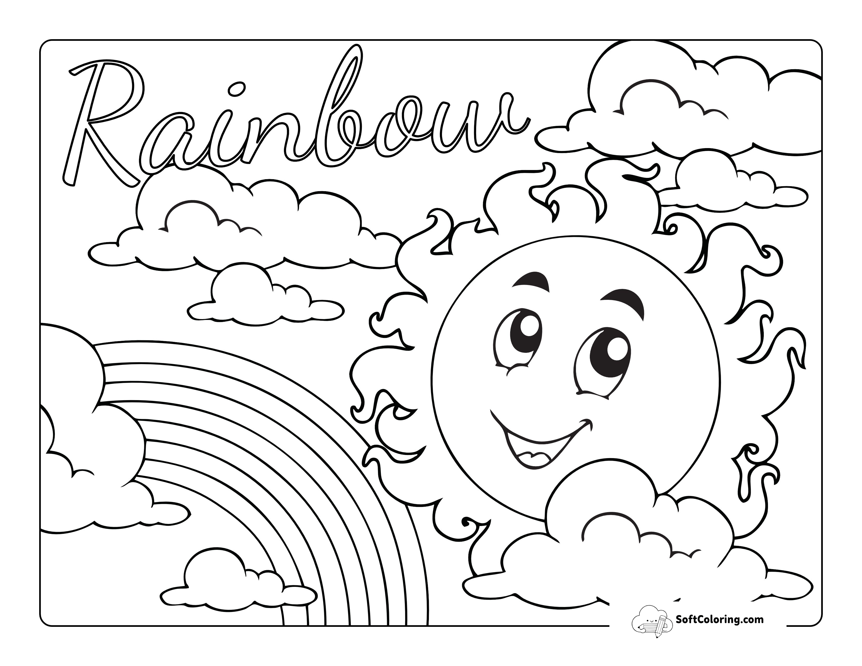 Rainbow Coloring Sheet With Sun