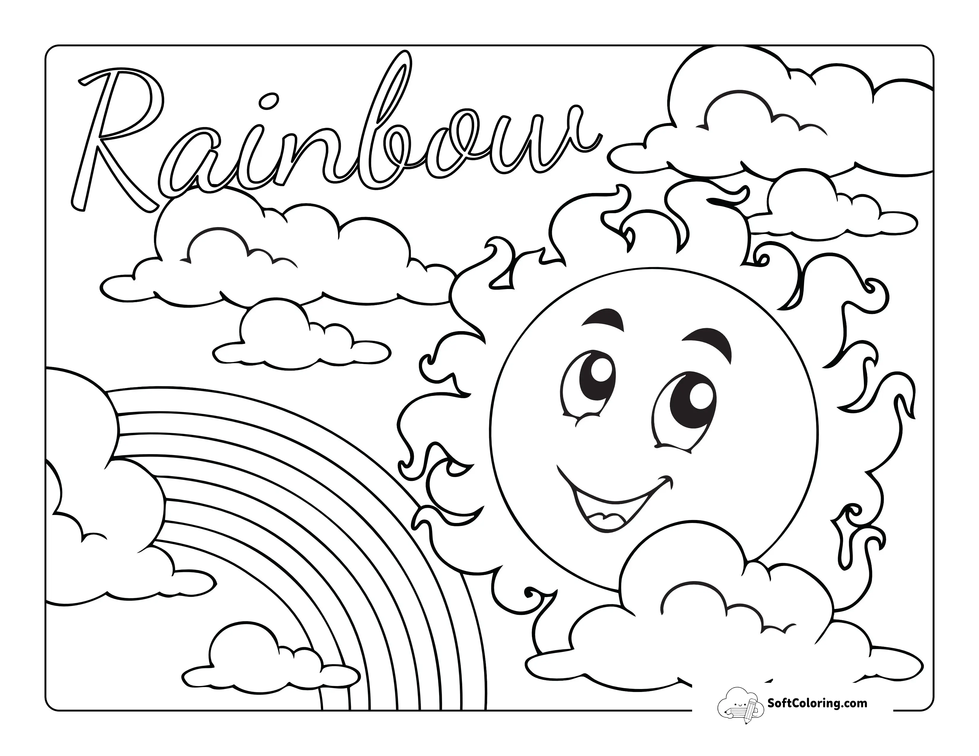 Rainbow Coloring Sheet With Sun