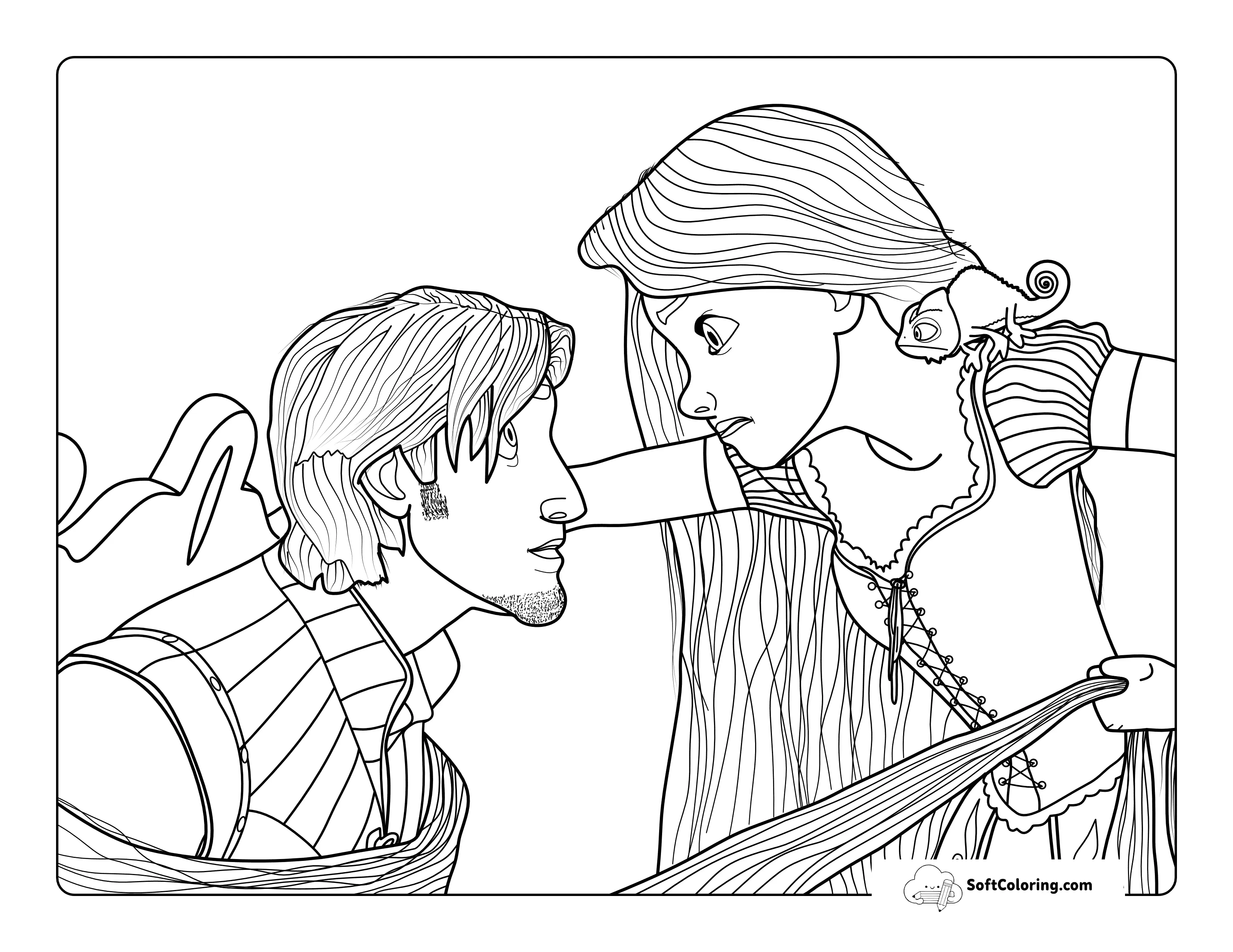 Rapunzel And Flynn-Inspired Interrogation Printable Coloring Sheet