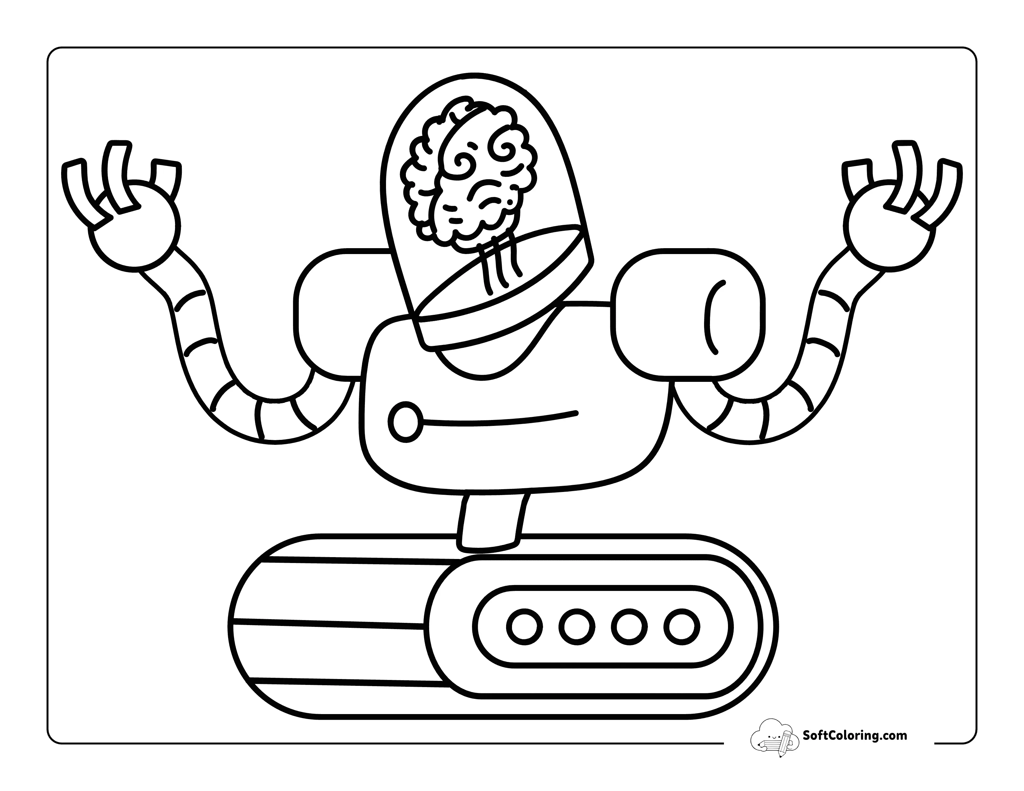 Evil Robot Nemesis With A Brain Coloring Page For Kids