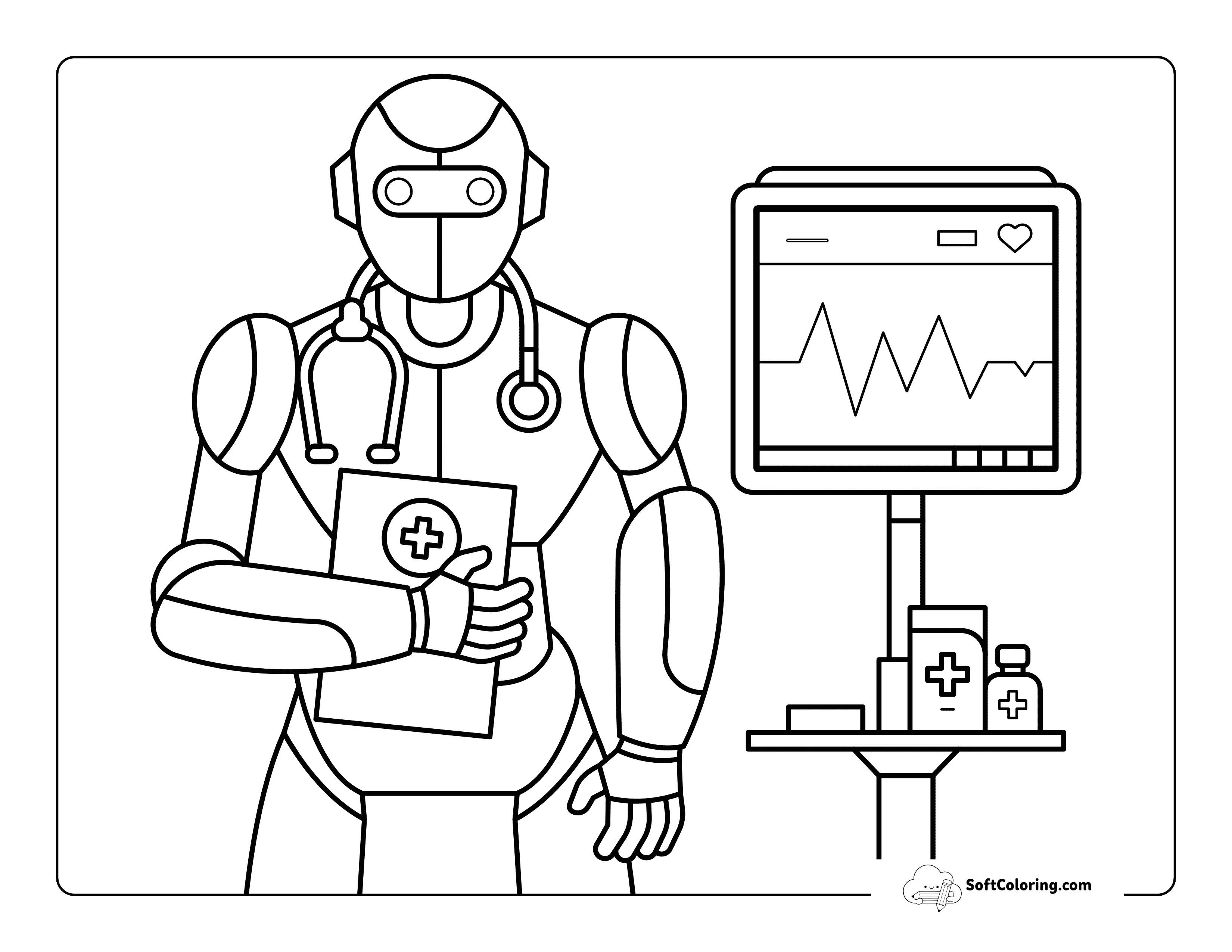 Cool Emergency Rescue Bot Doctor Coloring Sheet