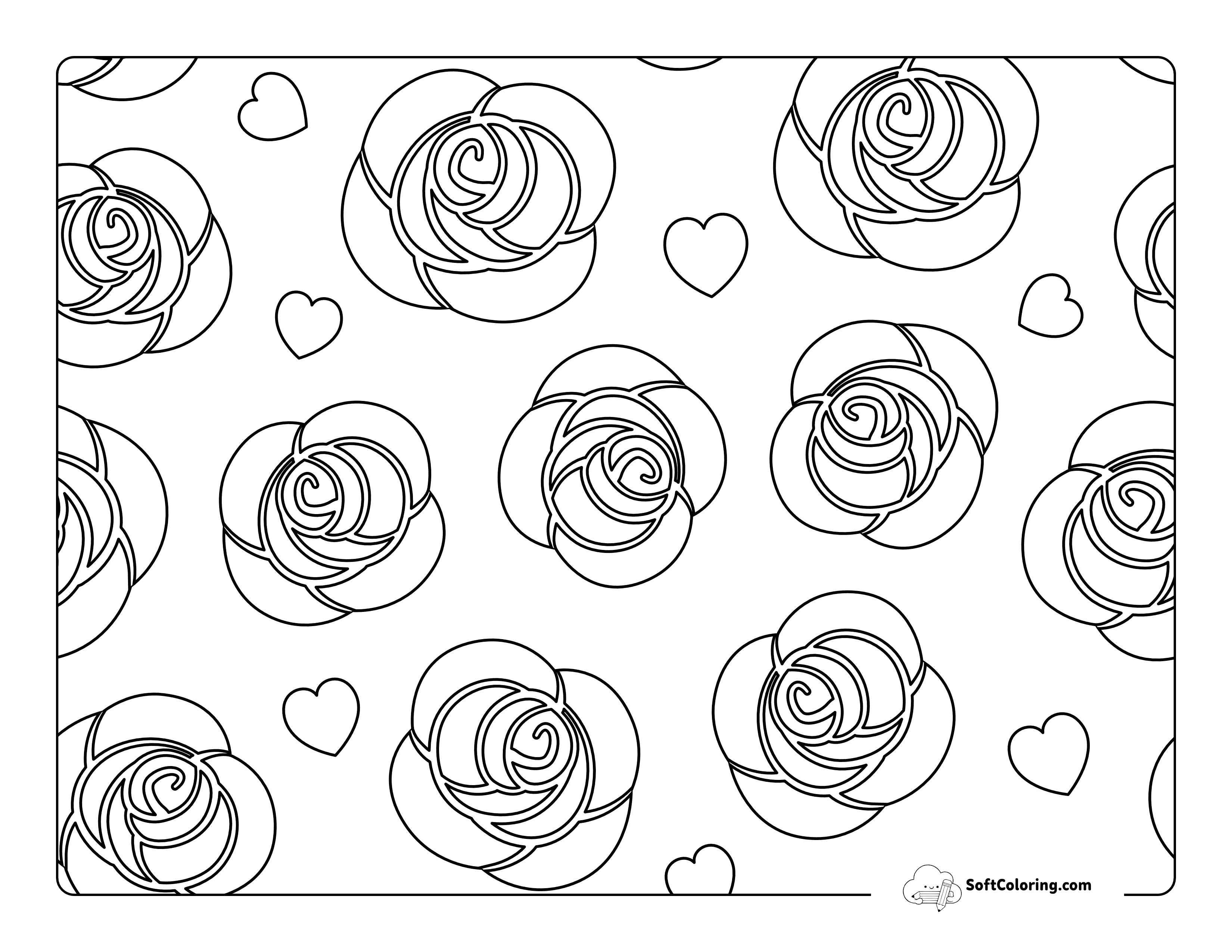 Beautiful Roses And Hearts Pattern