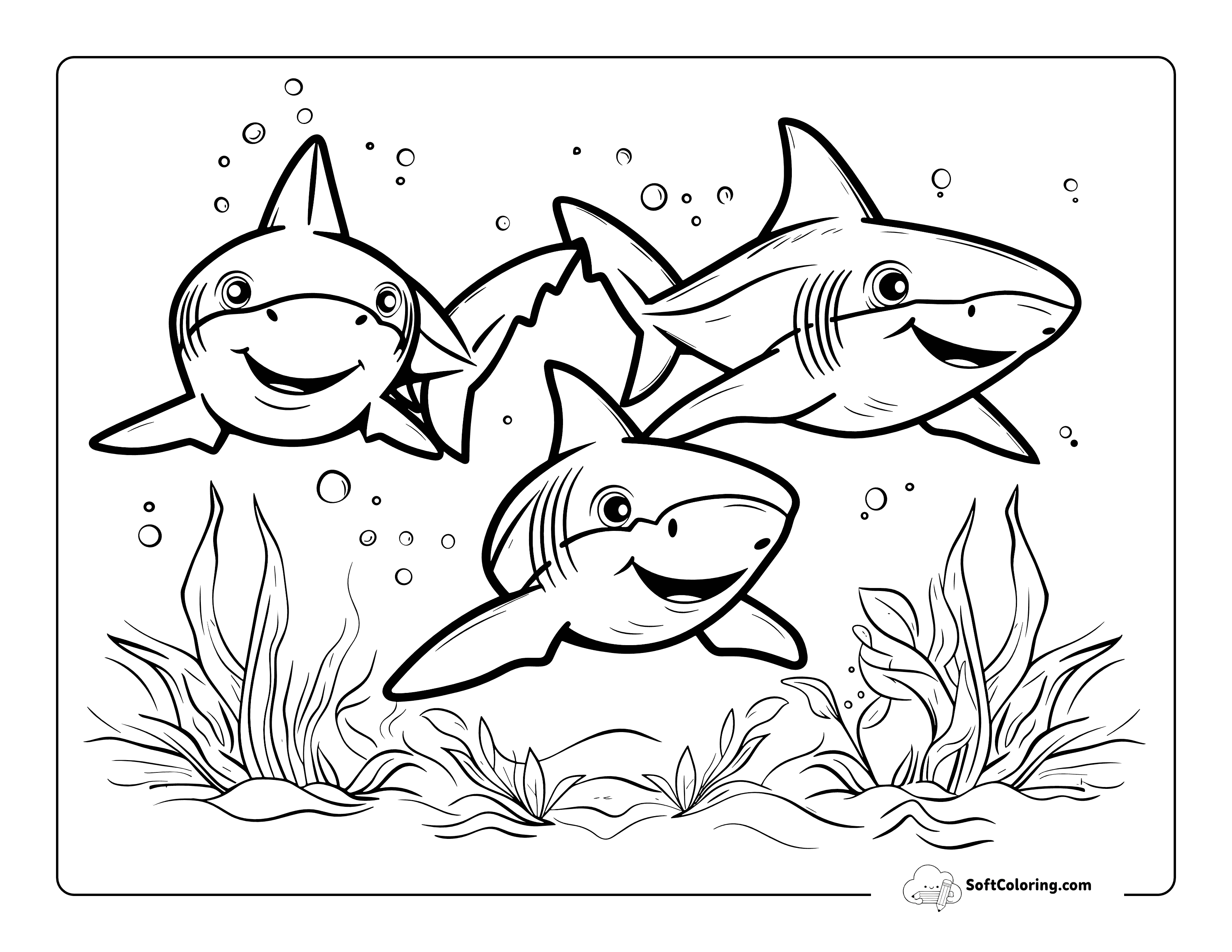Baby Mako Sharks Coloring Page