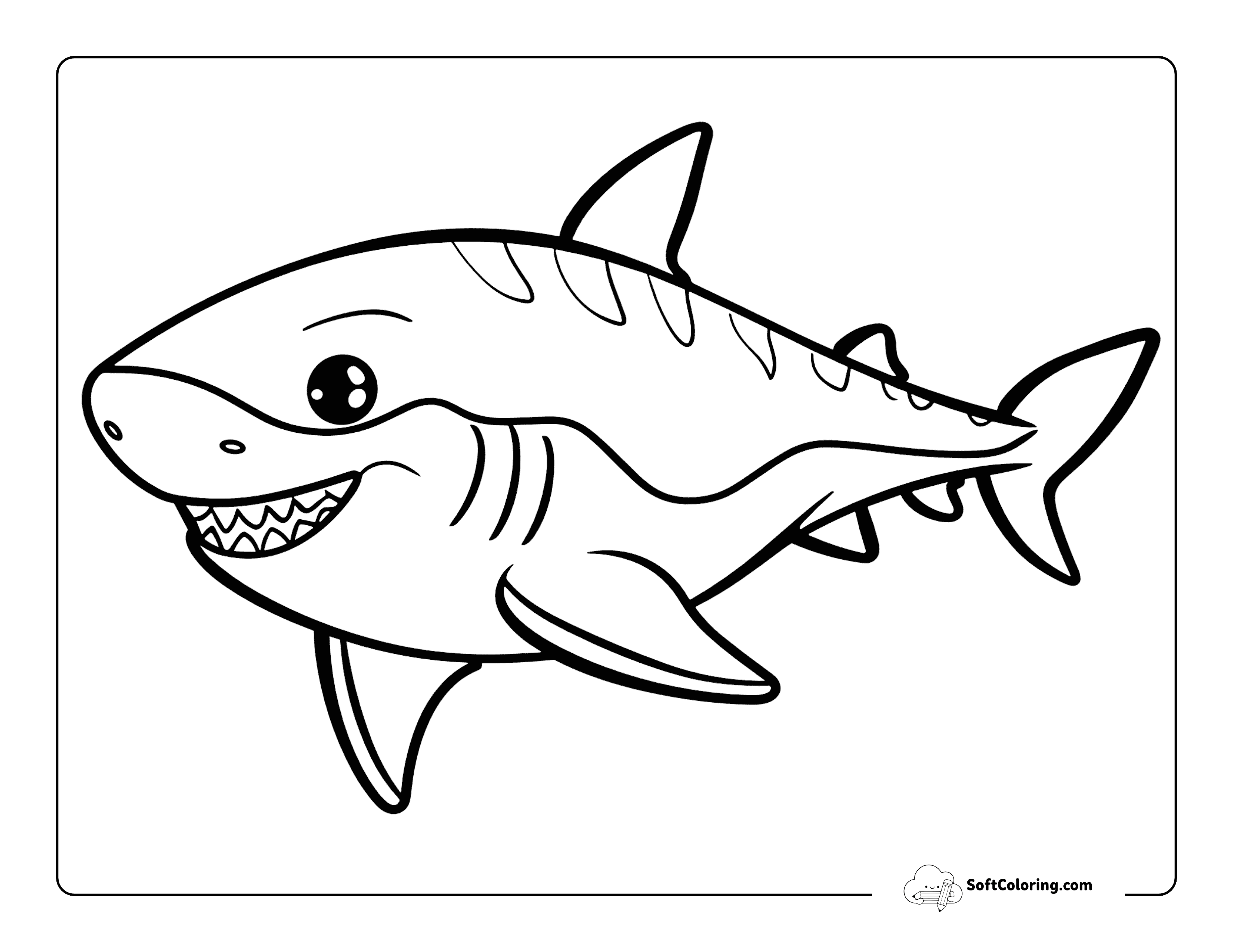 Cute Tiger Shark Coloring Page