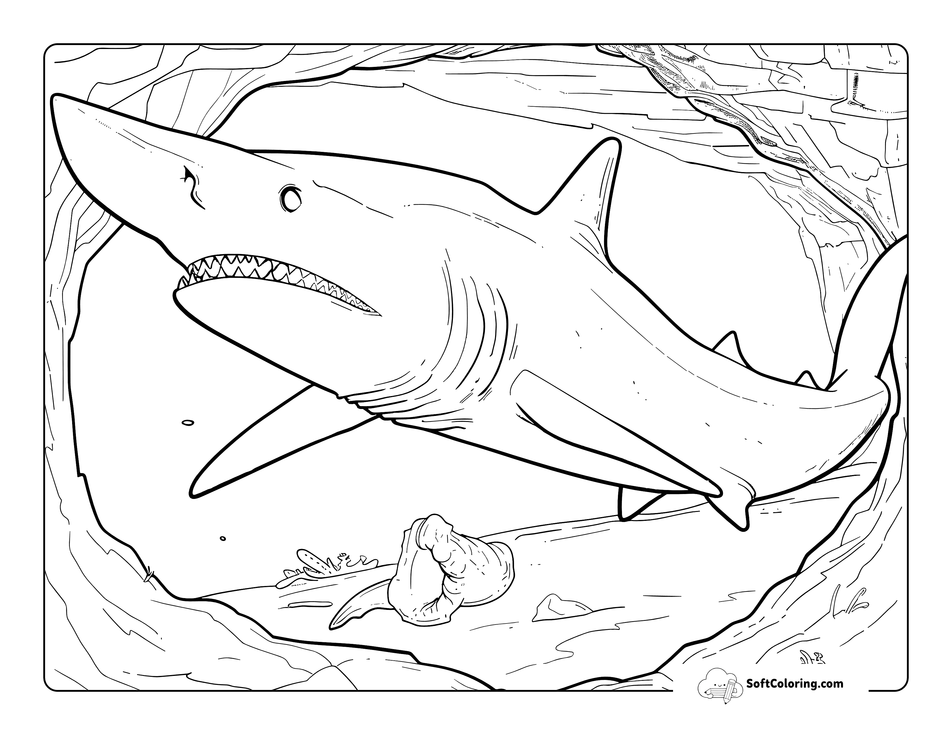 Goblin Shark Realistic Coloring Page For Teens And Adults
