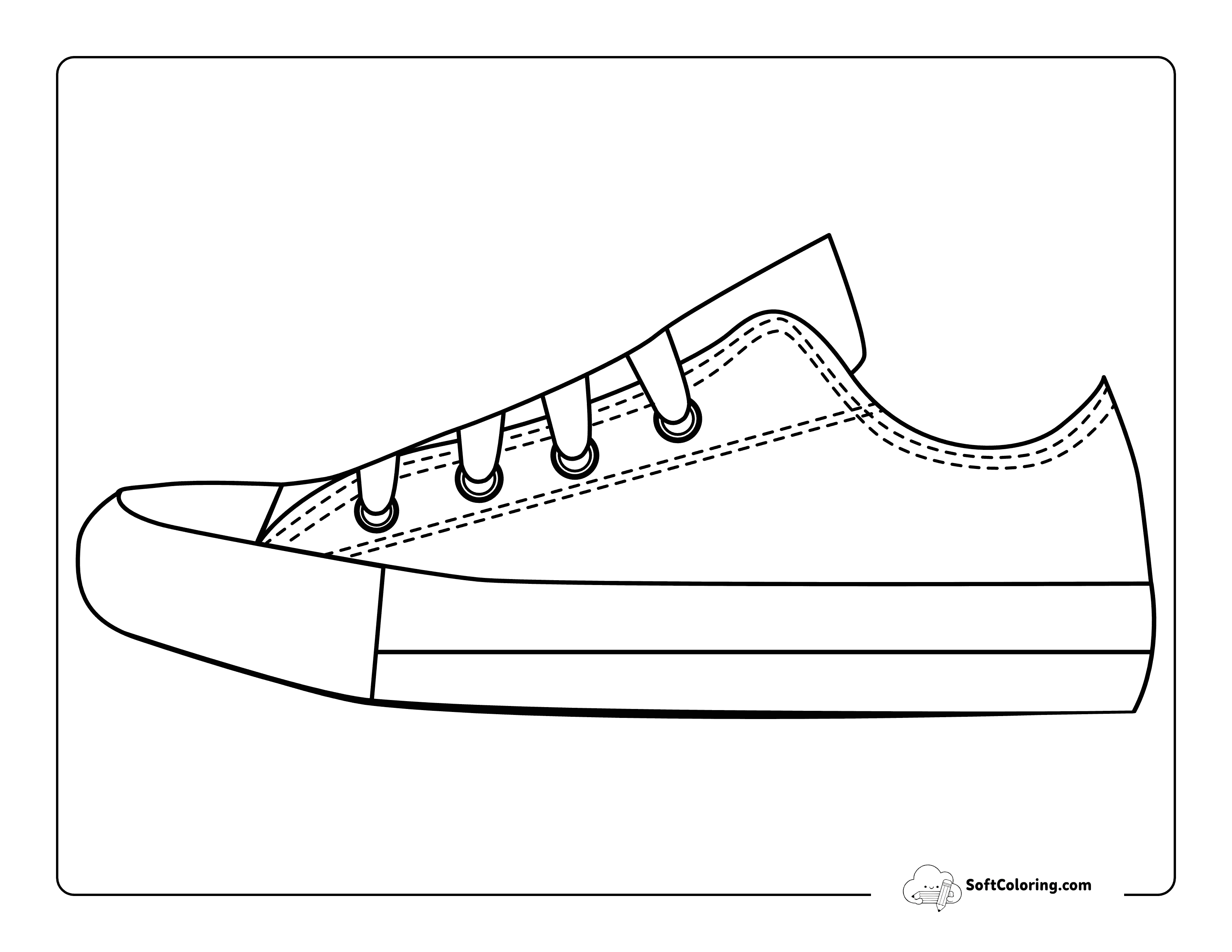 Clean Converse Style Tennis Shoe Coloring Page